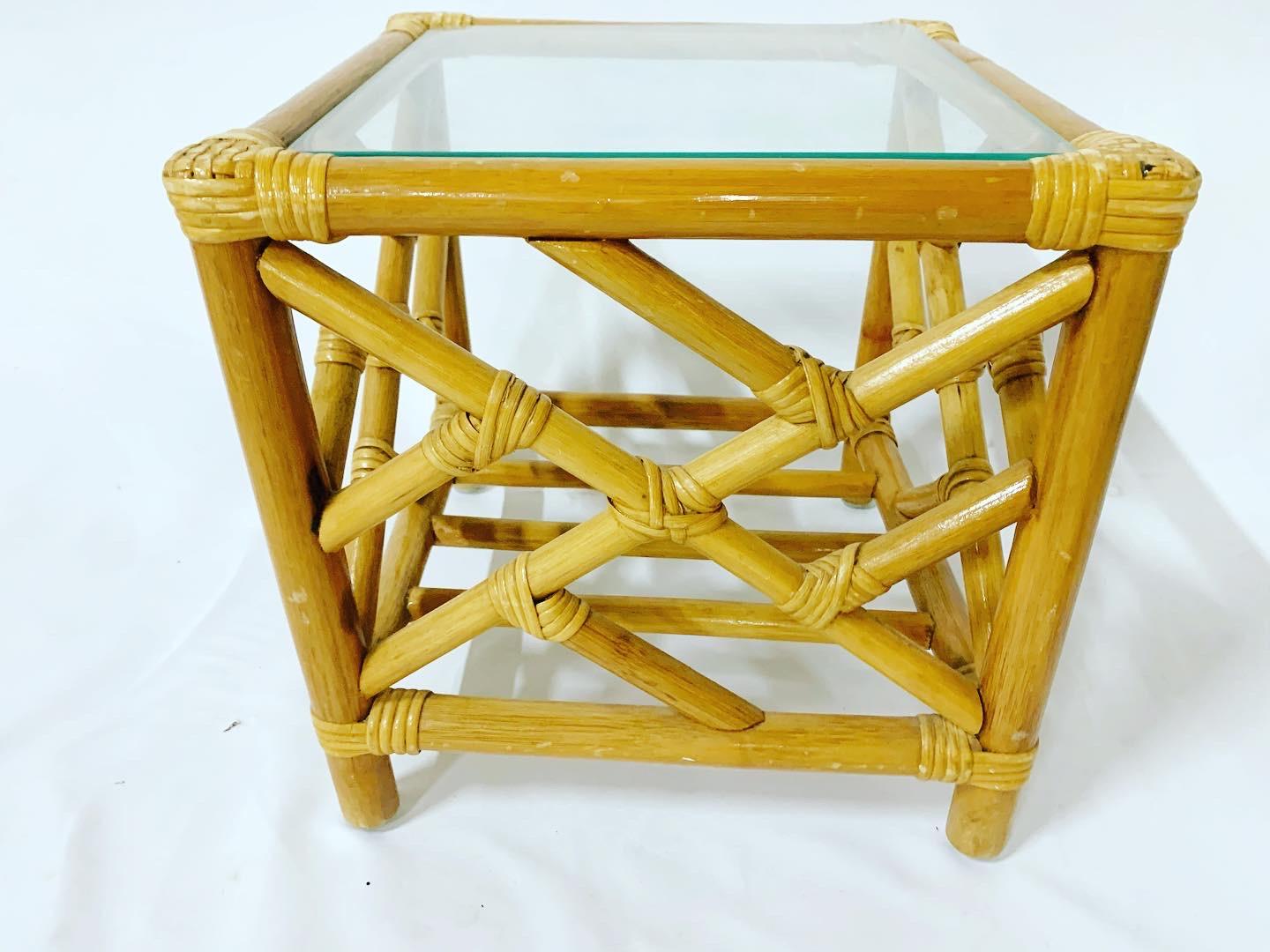 Chippendale Bamboo Rattan Nesting Tables – Set of 3 7