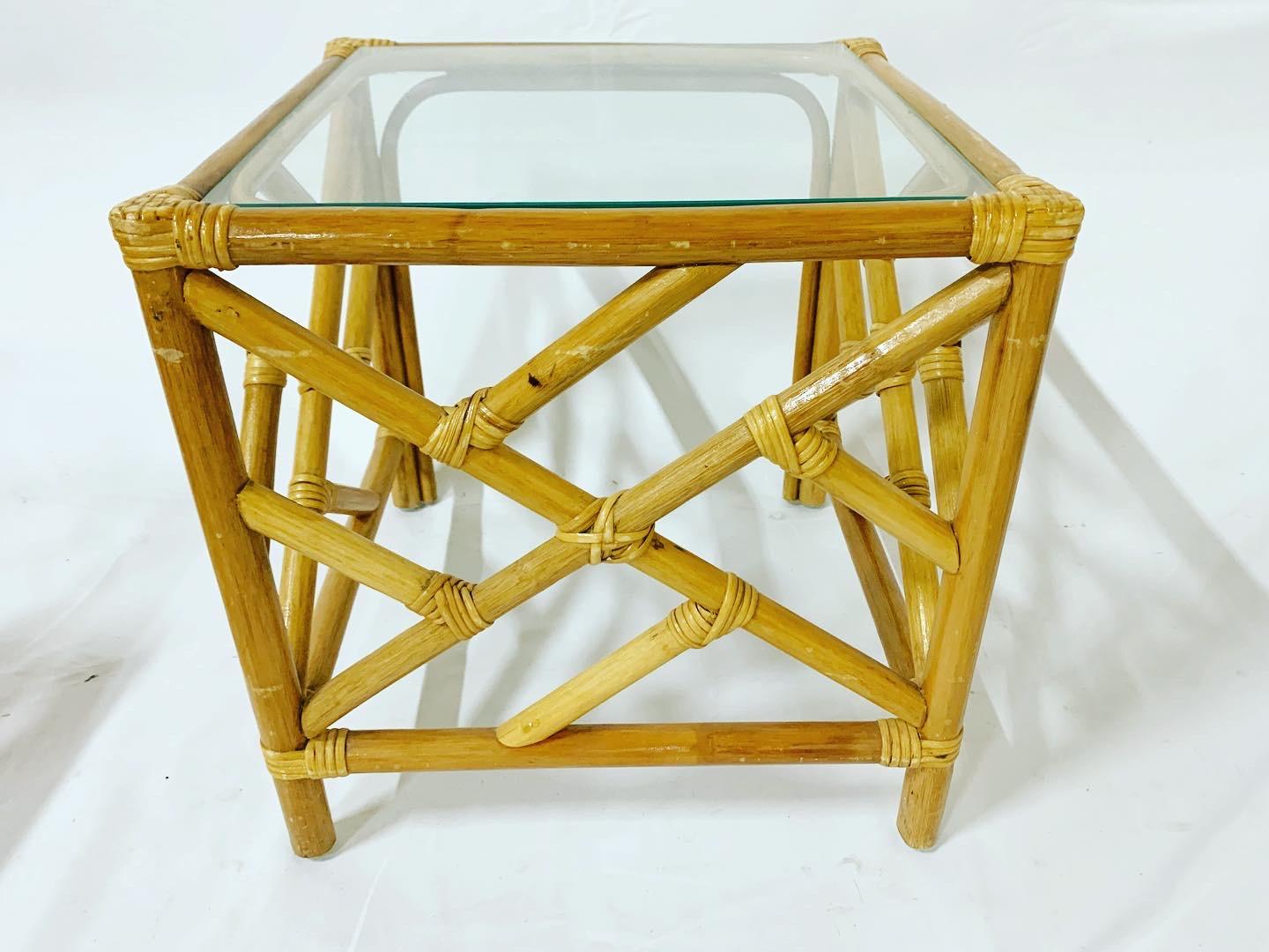 Chippendale Bamboo Rattan Nesting Tables – Set of 3 1