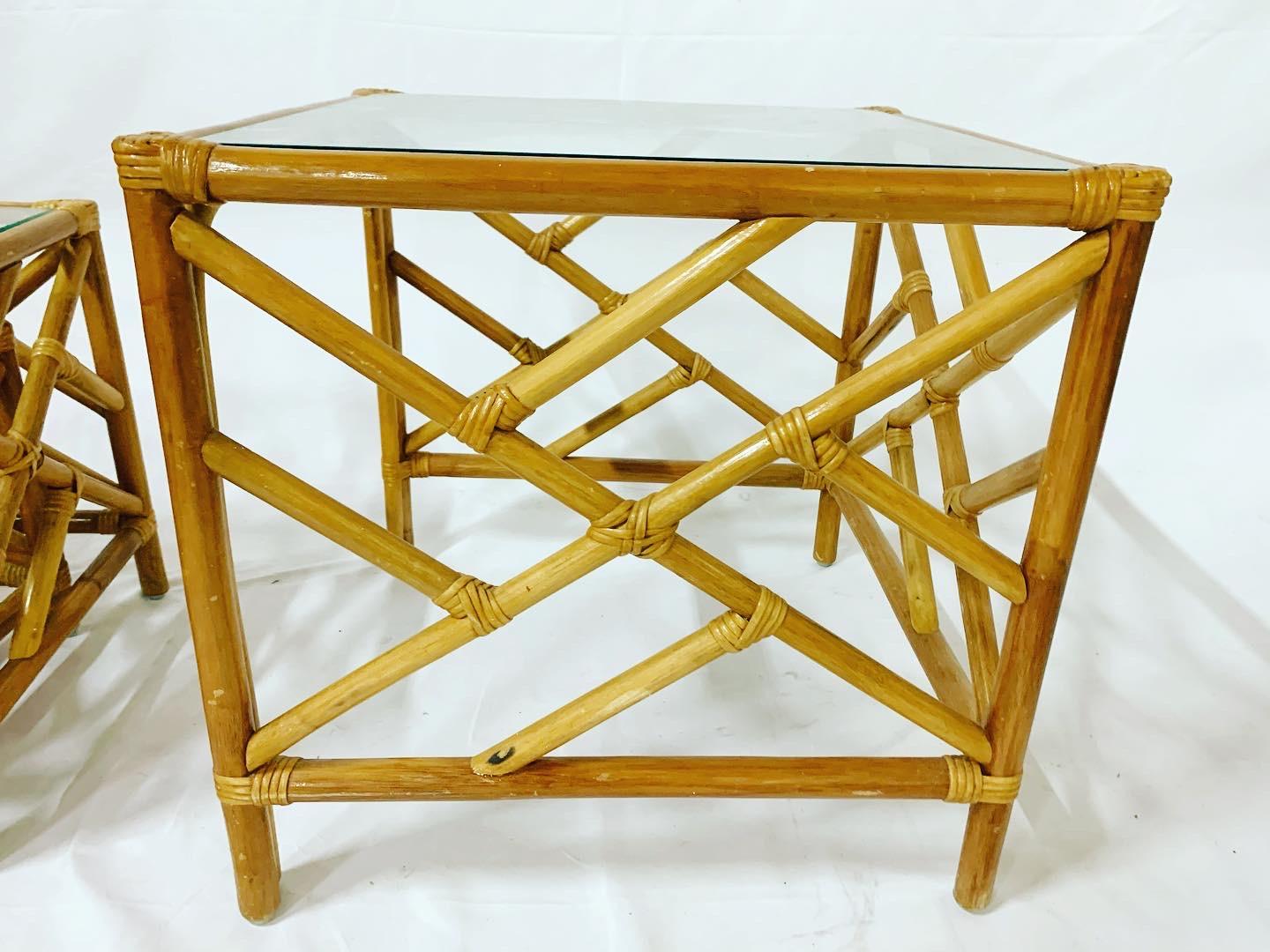 Chippendale Bamboo Rattan Nesting Tables – Set of 3 4