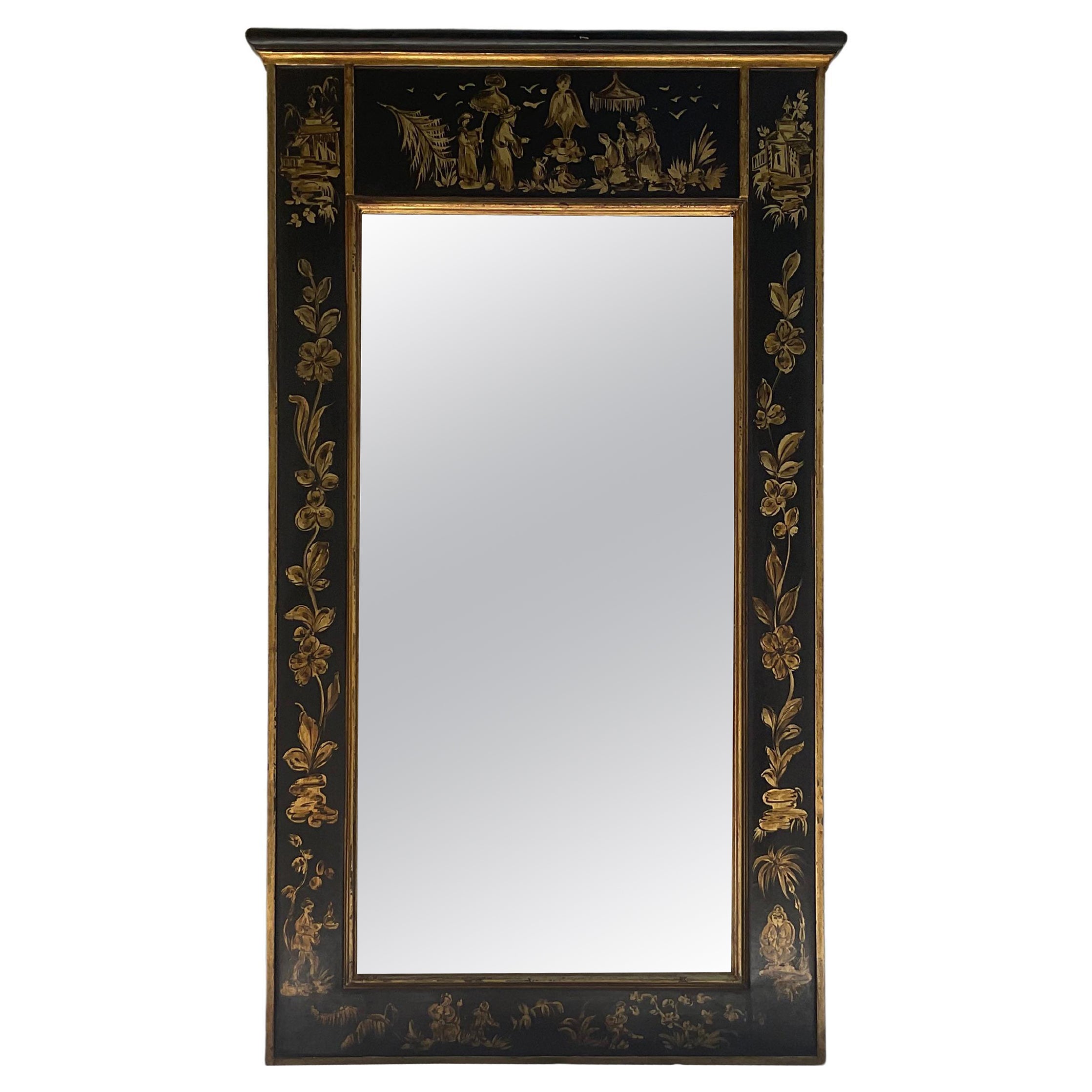 1980s, Chinoiserie Gilt Wood Italian Mirror