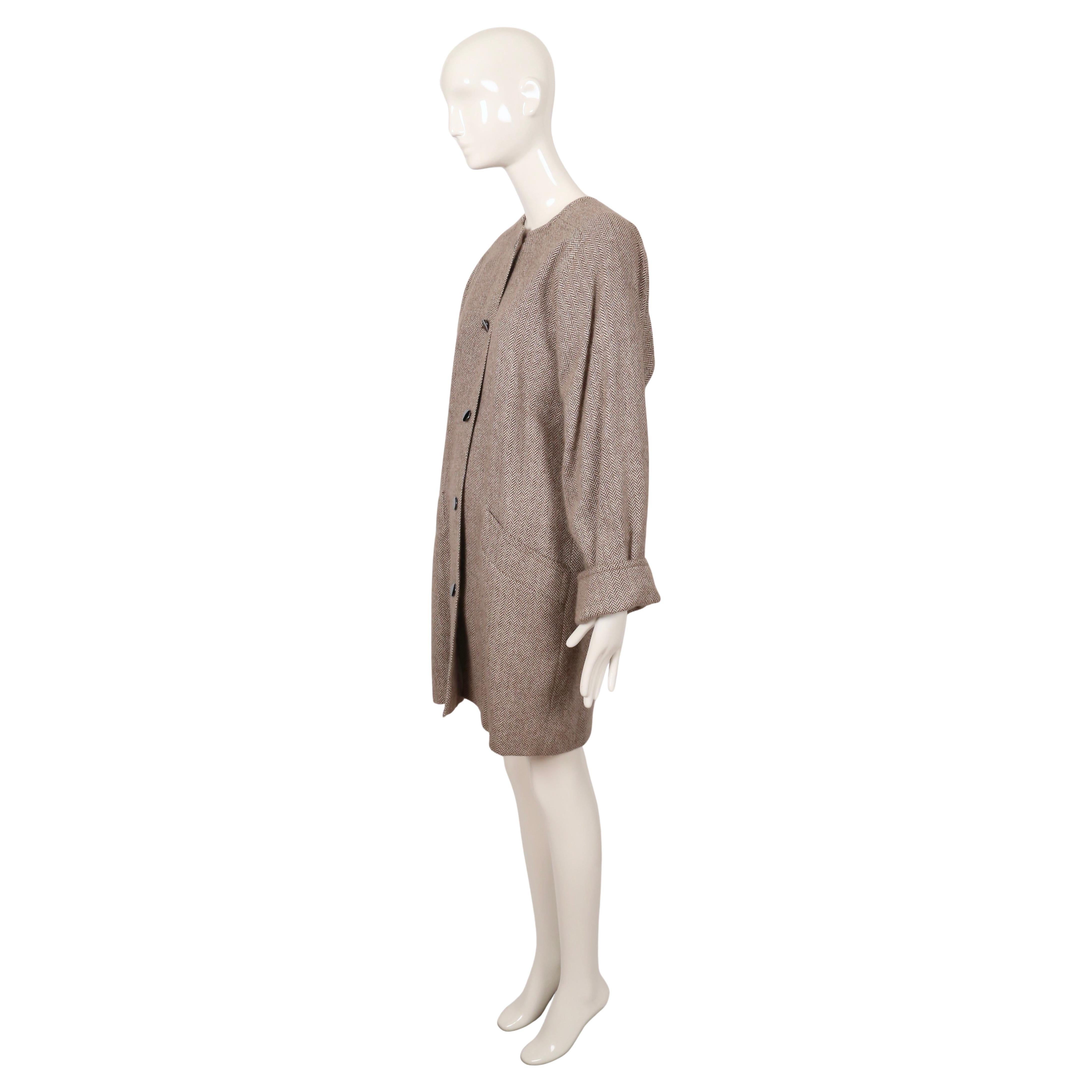 1980's CHLOE by KARL LAGERFELD herringbone cashmere coat In Good Condition For Sale In San Fransisco, CA