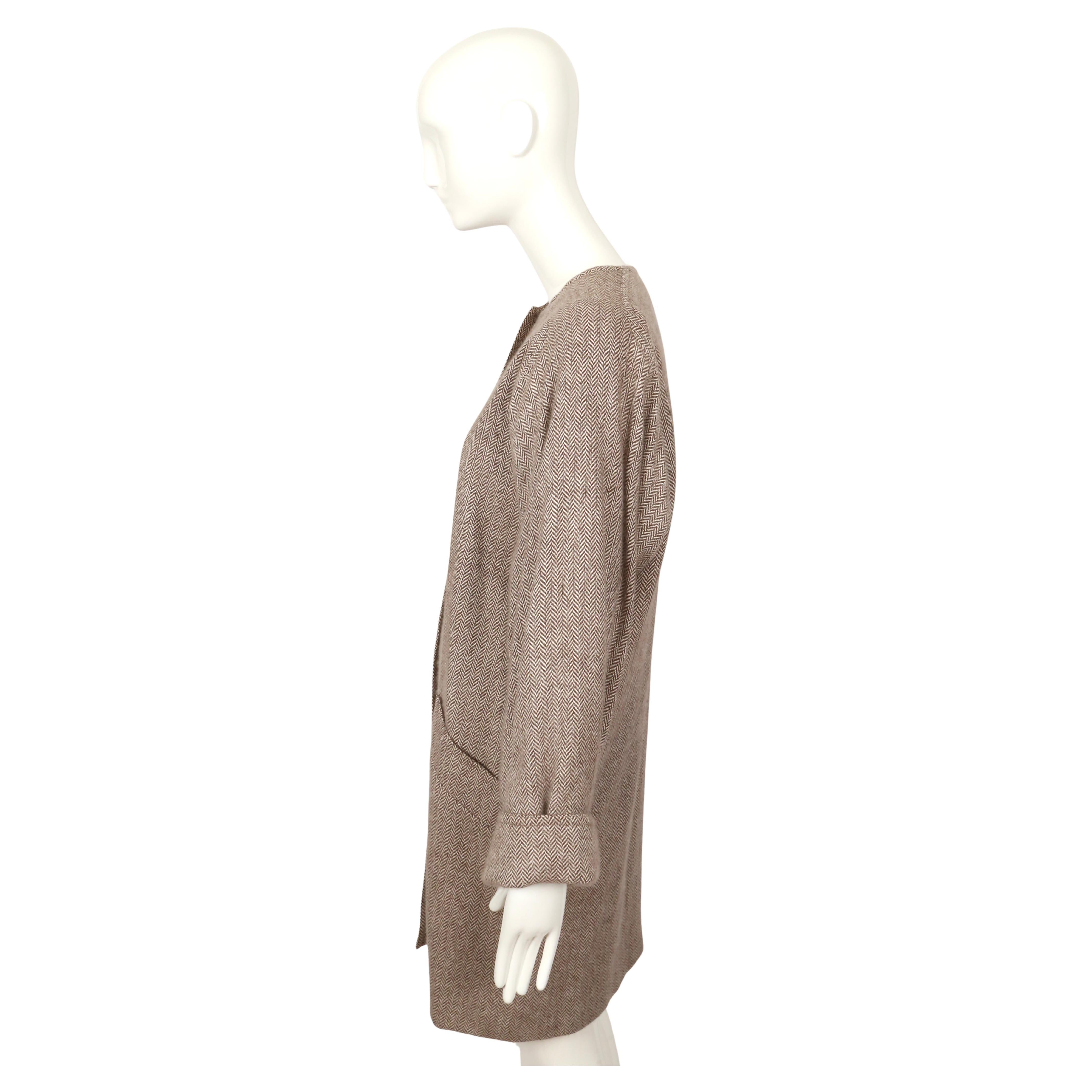 1980's CHLOE by KARL LAGERFELD herringbone cashmere coat For Sale 1