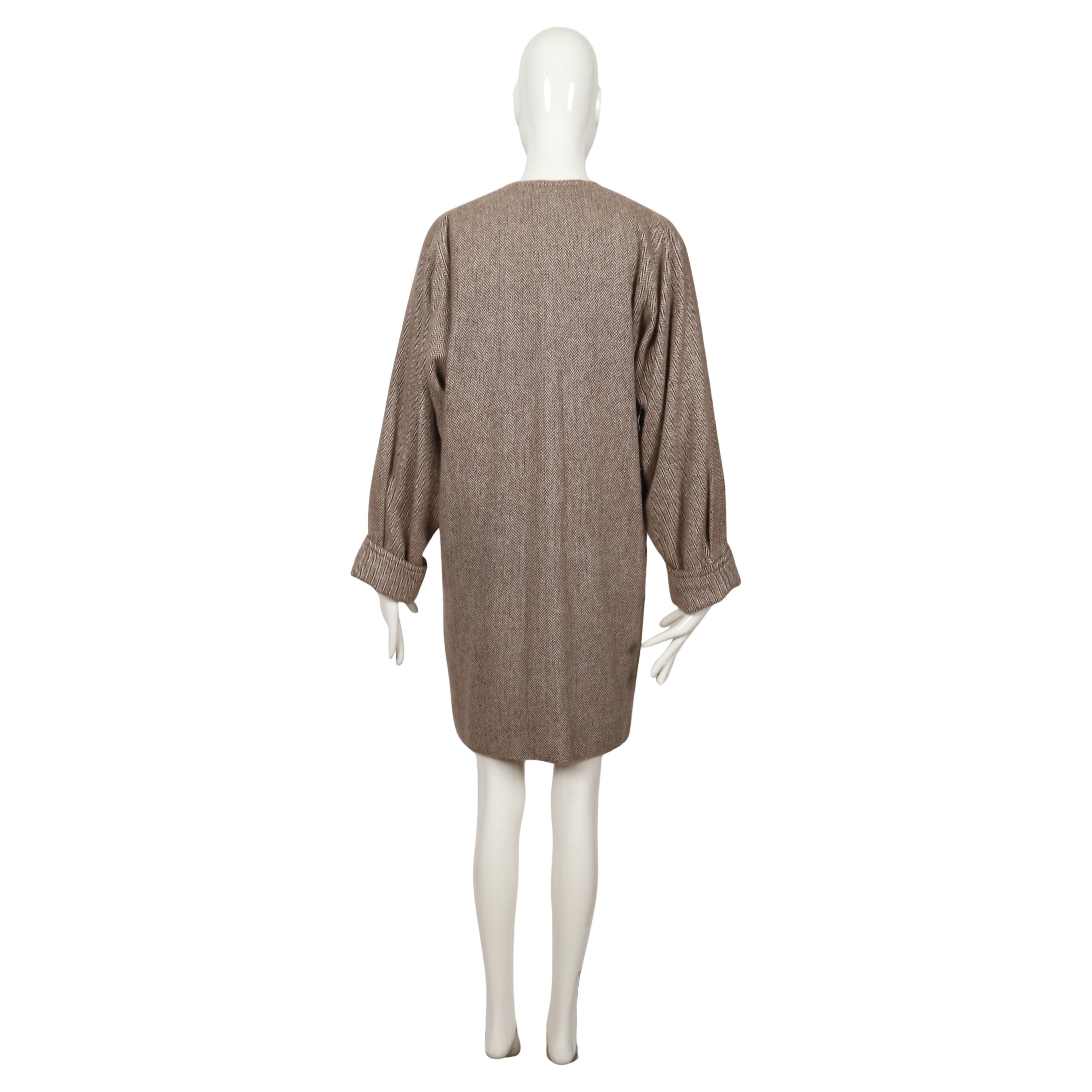 1980's CHLOE by KARL LAGERFELD herringbone cashmere coat For Sale 3