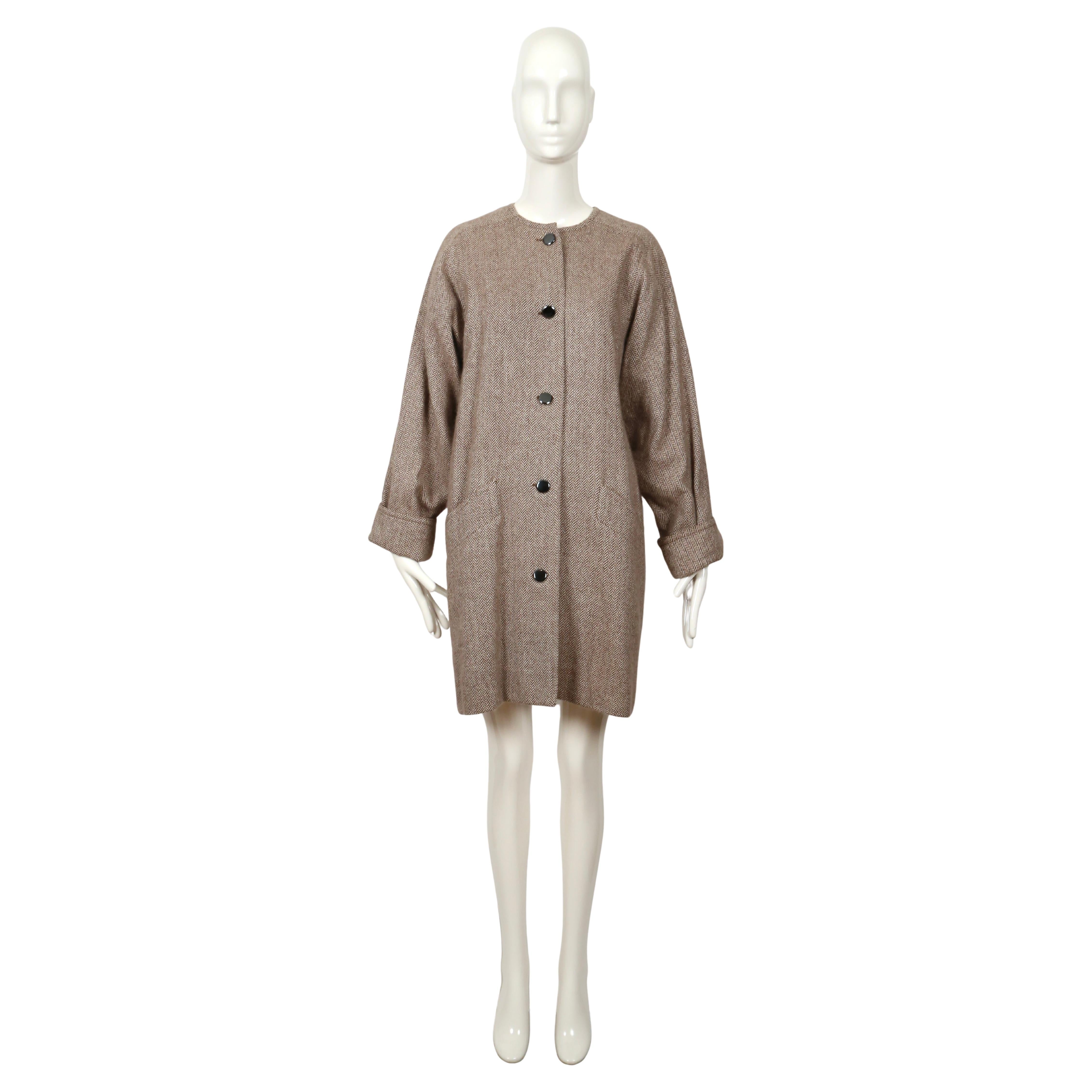 1980's CHLOE by KARL LAGERFELD herringbone cashmere coat For Sale