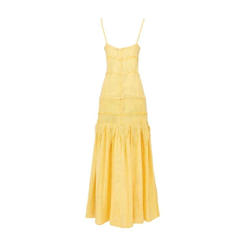 1980s Chloé by Karl Lagerfeld Yellow Dress with Lace Details In Excellent Condition In North Hollywood, CA