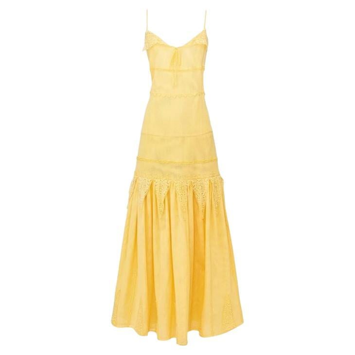 1980s Chloé by Karl Lagerfeld Yellow Dress with Lace Details