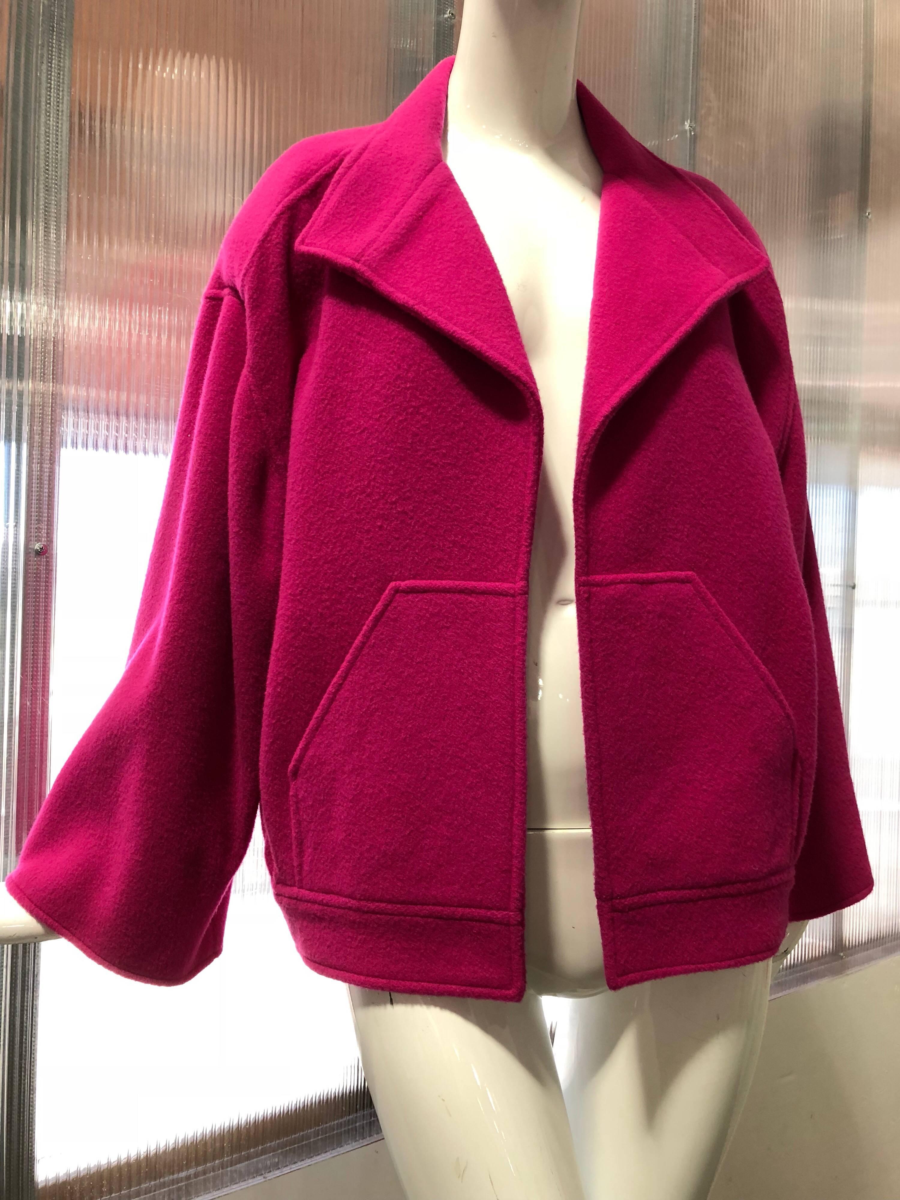 1980s Chloe by Lagerfeld Hot Pink Lightweight Mohair Spring Coat  In Excellent Condition In Gresham, OR