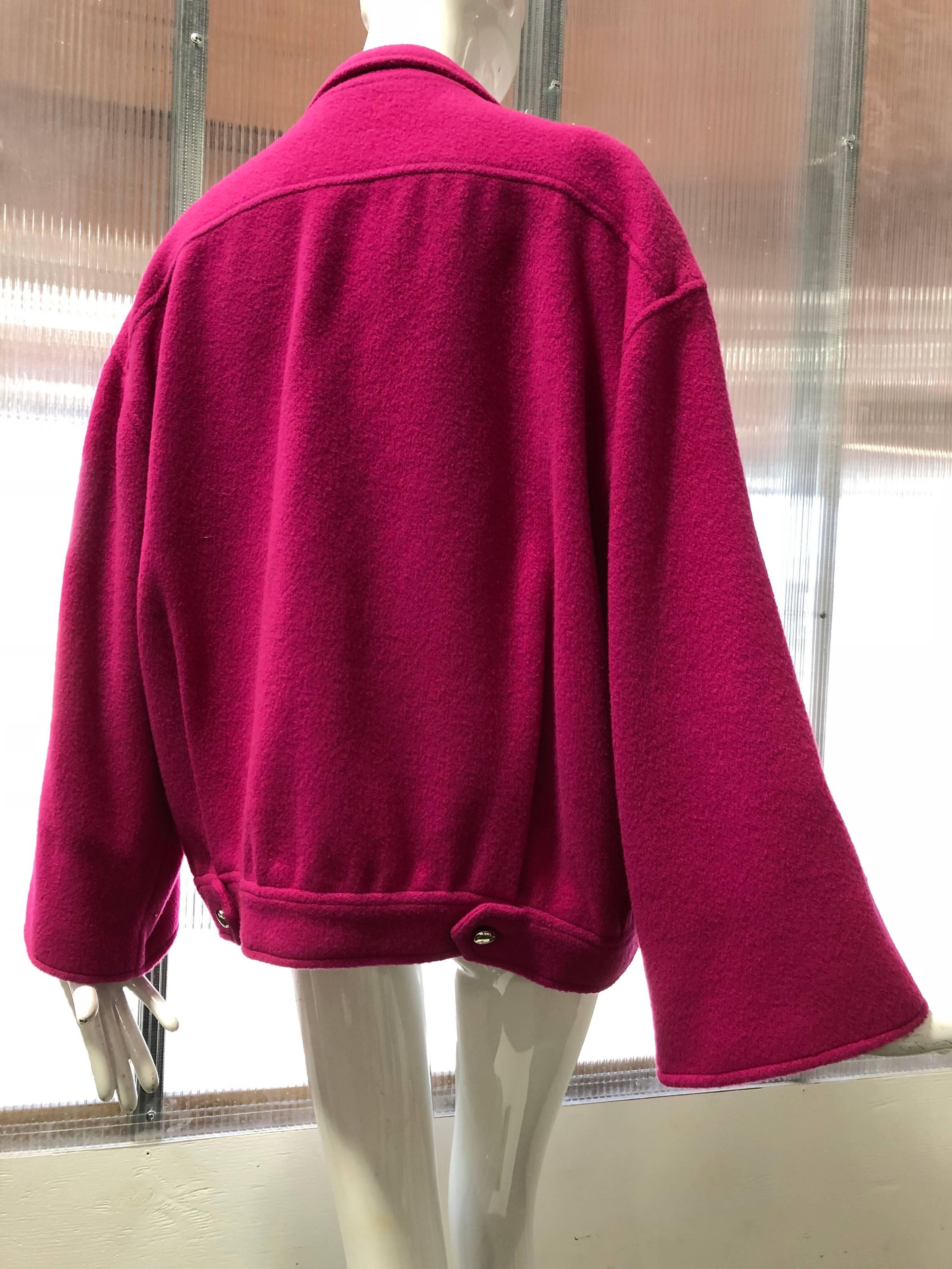 1980s Chloe by Lagerfeld Hot Pink Lightweight Mohair Spring Coat  1