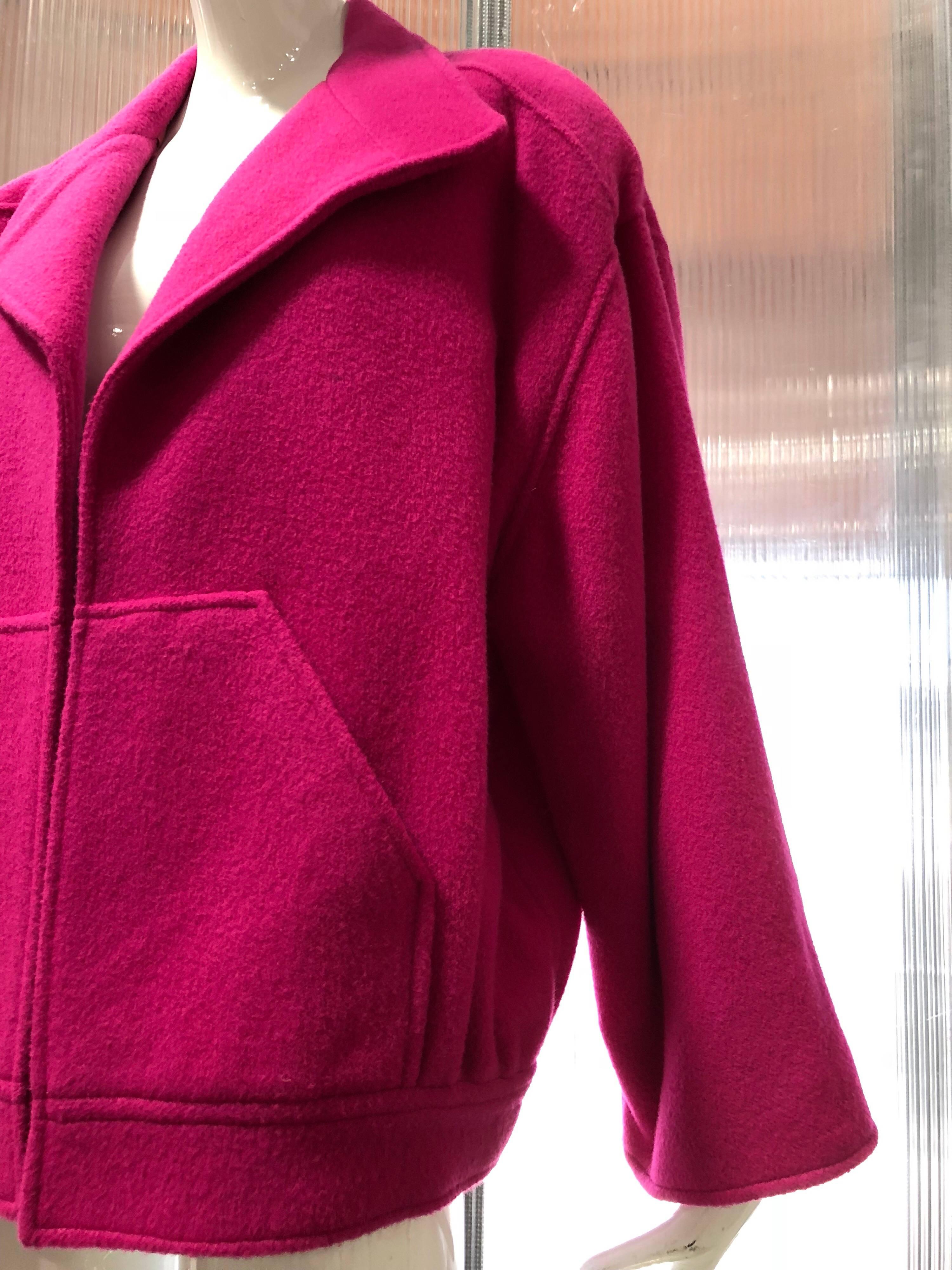 1980s Chloe by Lagerfeld Hot Pink Lightweight Mohair Spring Coat  2