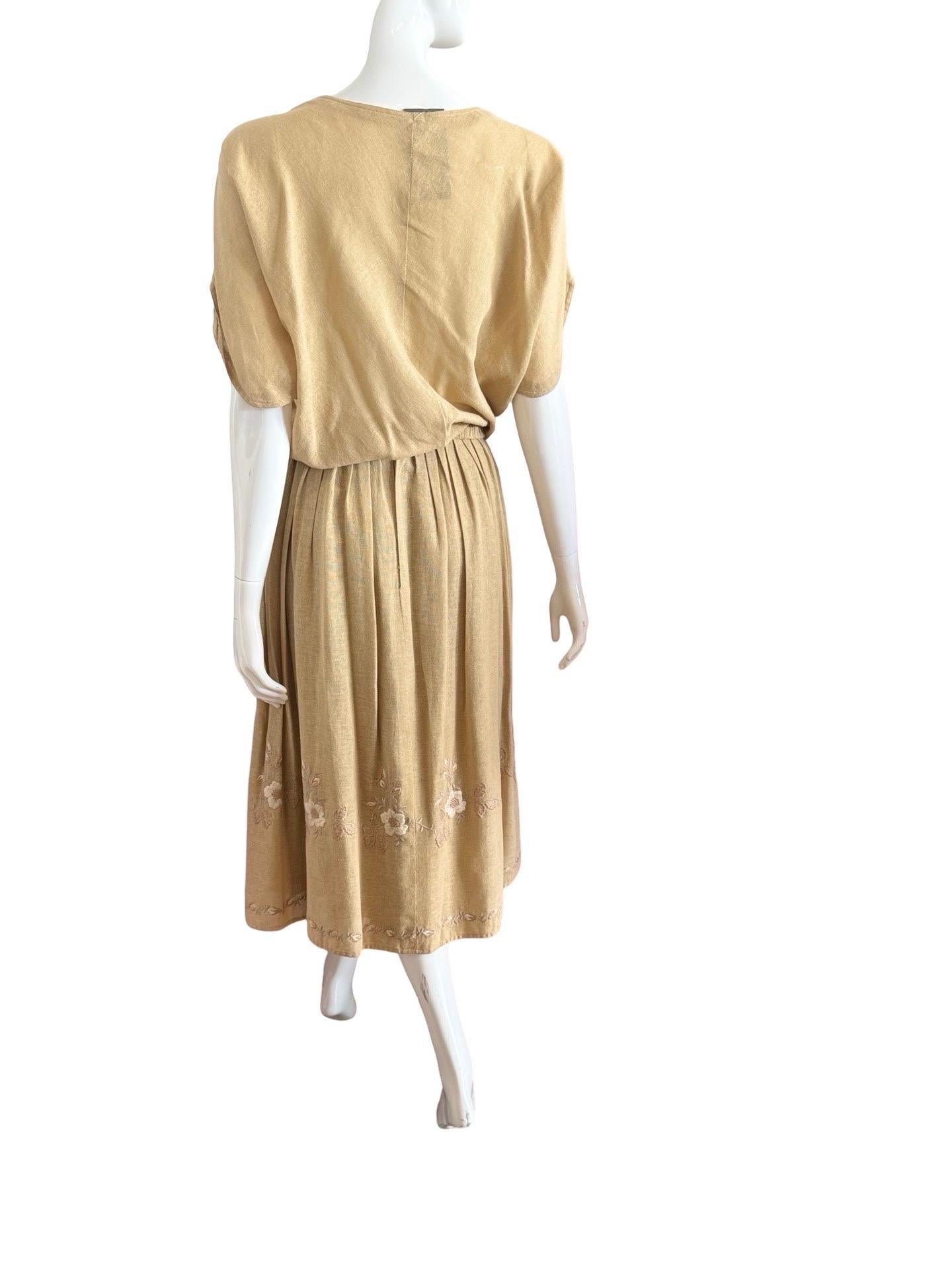 1980s Chloe Flax Cotton Skirt Set For Sale 1