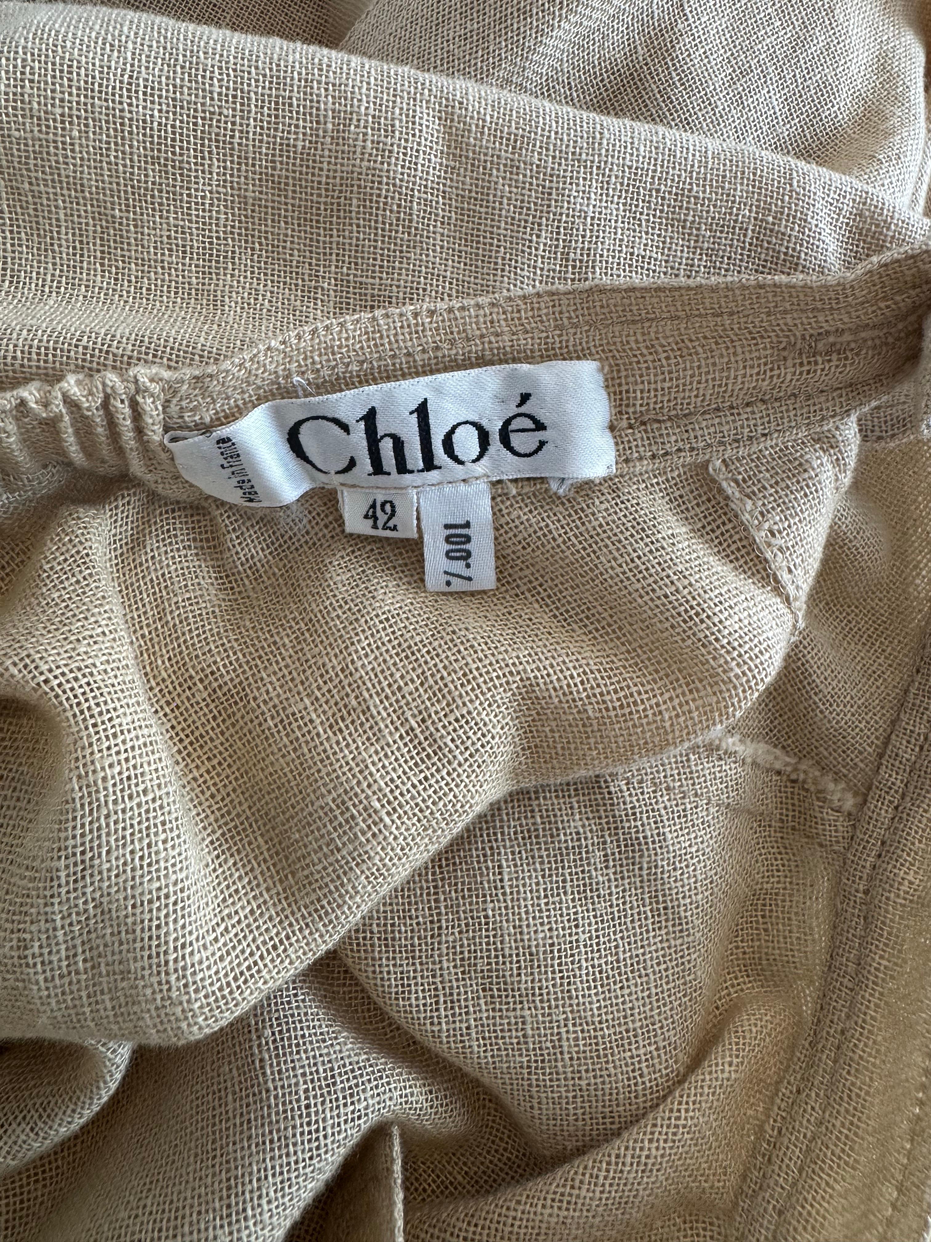 1980s Chloe Flax Cotton Skirt Set For Sale 3