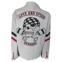 1980's Christian Audigier for Ed Hardy Leather Jacket "Love and Speed"