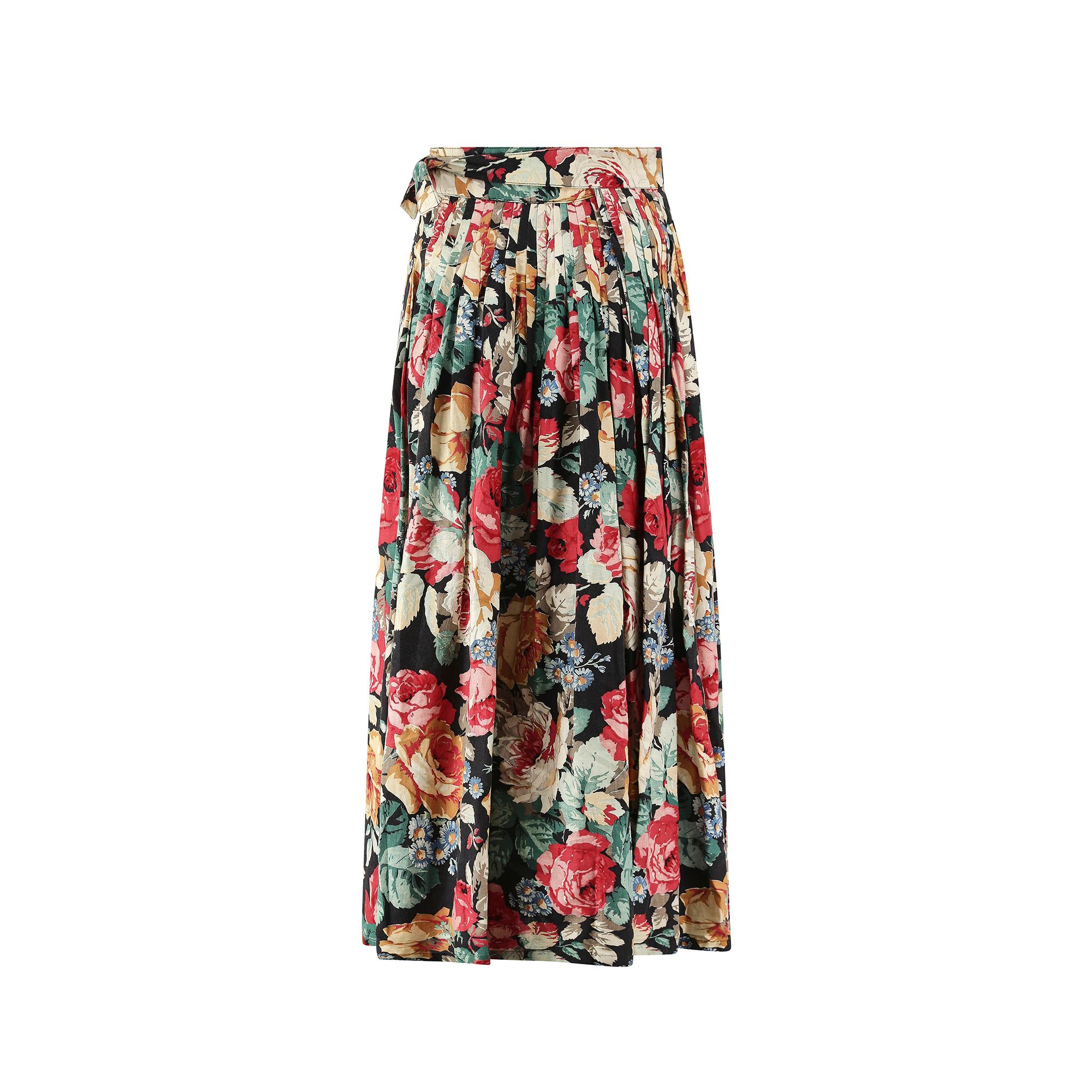 1980s Christian Aujard Floral Cotton Country Print Skirt In Excellent Condition For Sale In London, GB