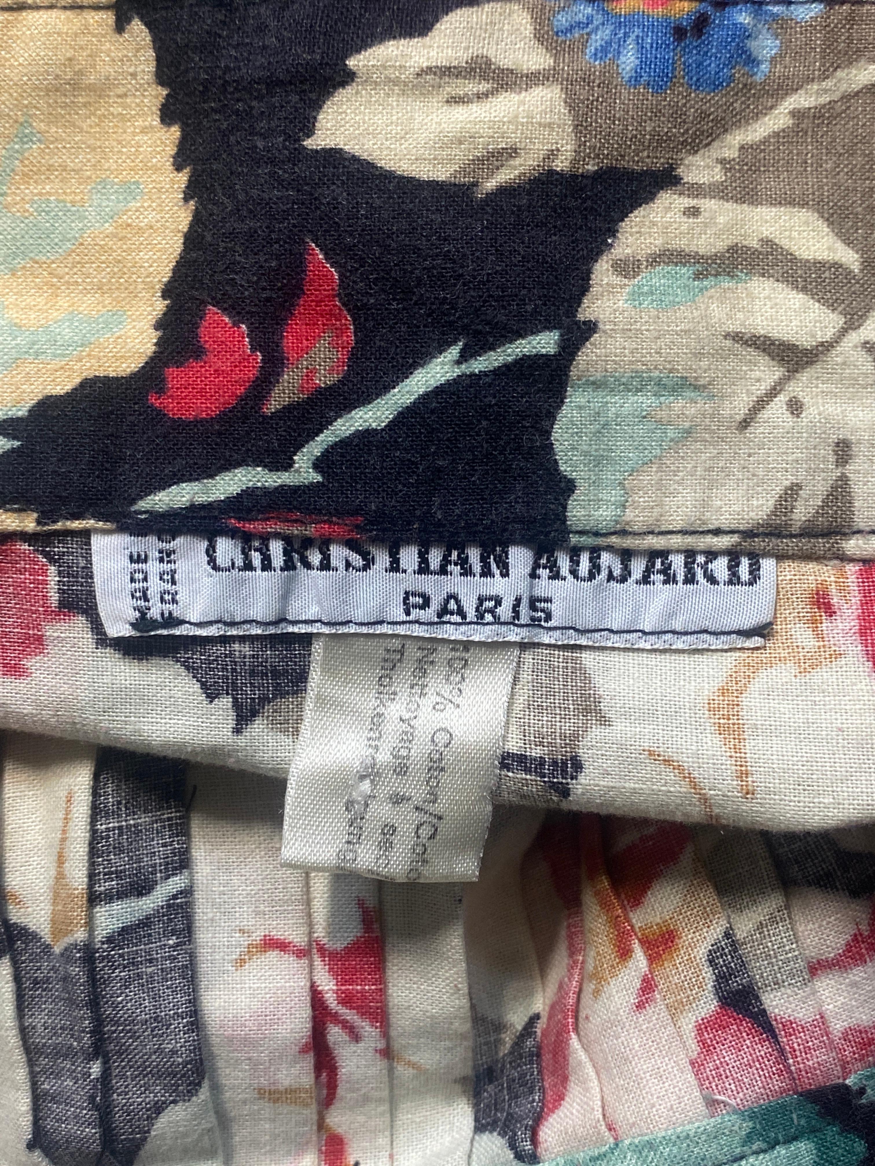 1980s Christian Aujard Floral Cotton Country Print Skirt 1