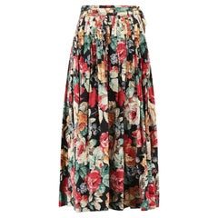 Retro 1980s Christian Aujard Floral Cotton Country Print Skirt
