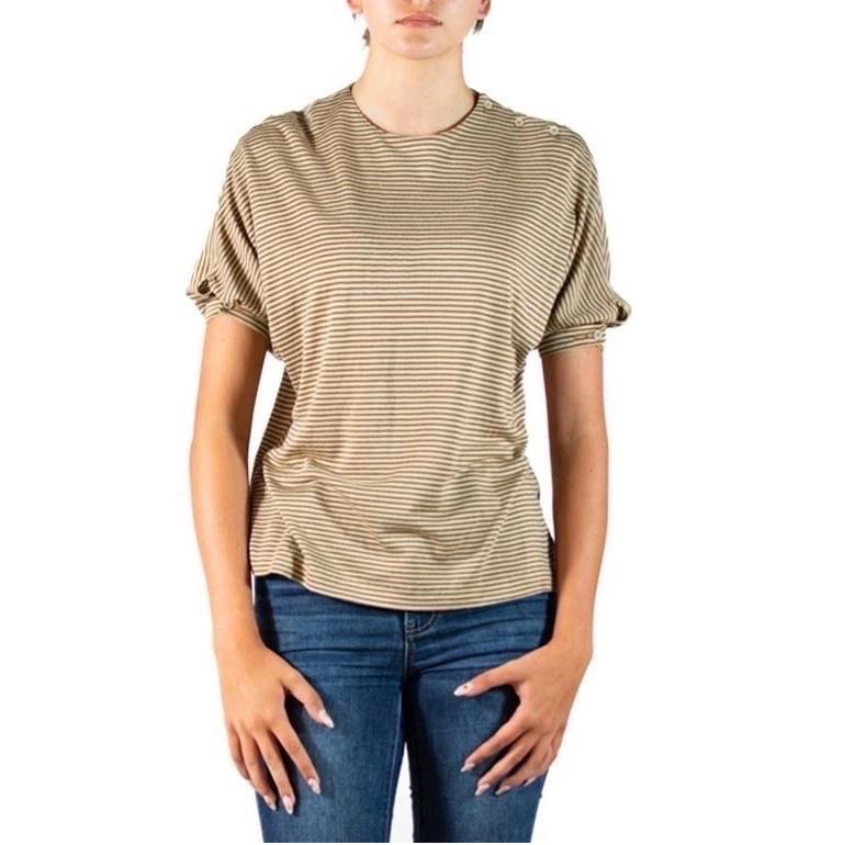 1980S CHRISTIAN DIOR Beige Brown Silk Top In Excellent Condition For Sale In New York, NY