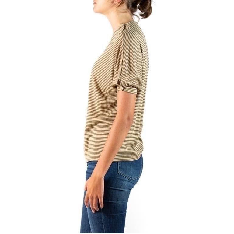 Women's 1980S CHRISTIAN DIOR Beige Brown Silk Top For Sale