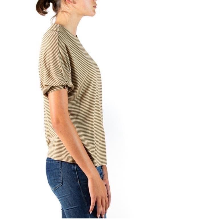 1980S CHRISTIAN DIOR Beige Brown Silk Top For Sale 1