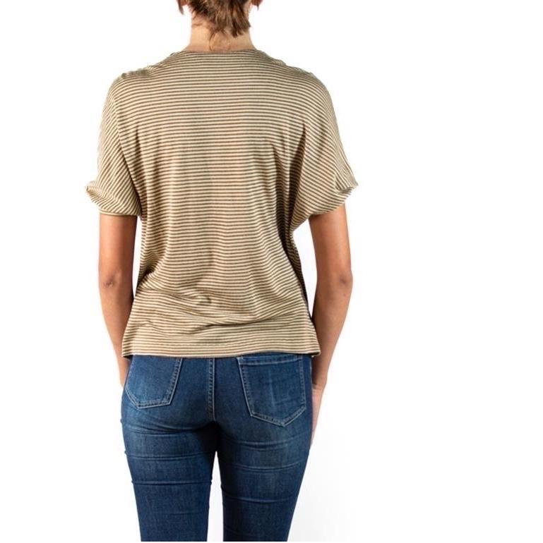 1980S CHRISTIAN DIOR Beige Brown Silk Top For Sale 2