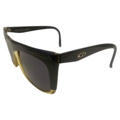 Vintage 1980s Christian Dior Black & Amber Oversized Sunglasses