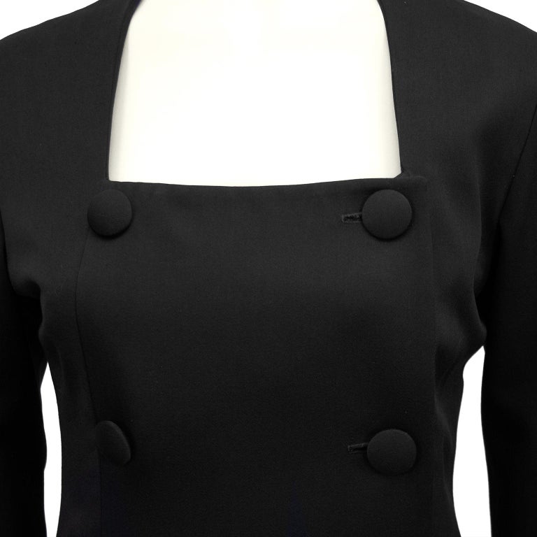 Women's 1980s Christian Dior Black Fine Wool Tuxedo Dress  For Sale