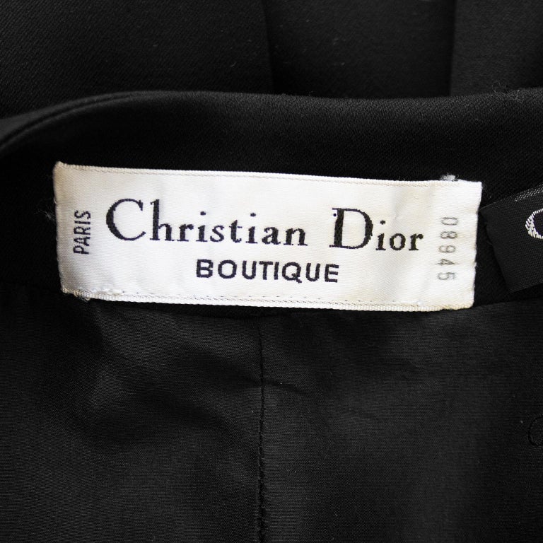 1980s Christian Dior Black Fine Wool Tuxedo Dress  For Sale 1