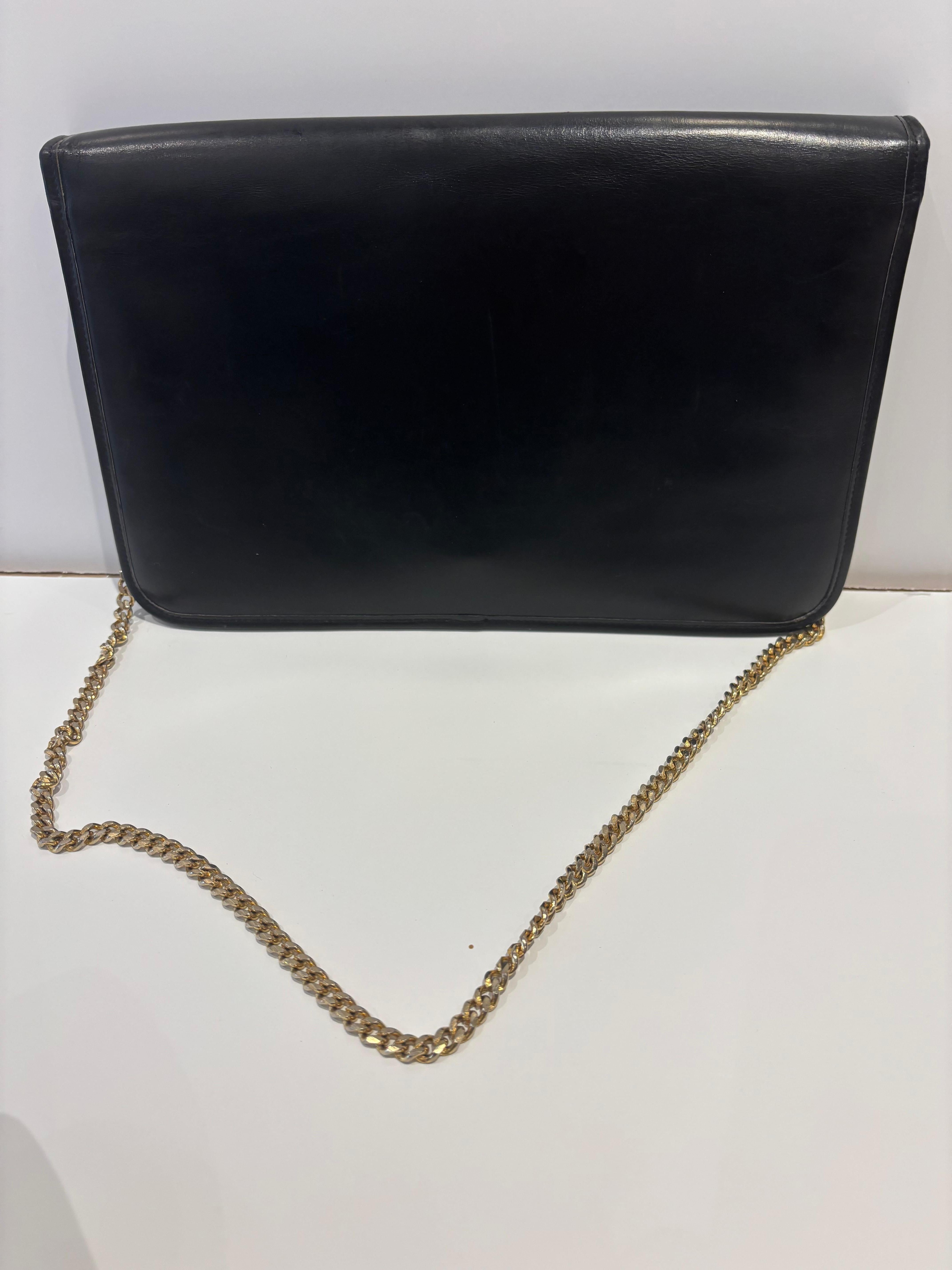 Borsa a spalla in pelle nera Christian Dior degli anni '80 in vendita 5