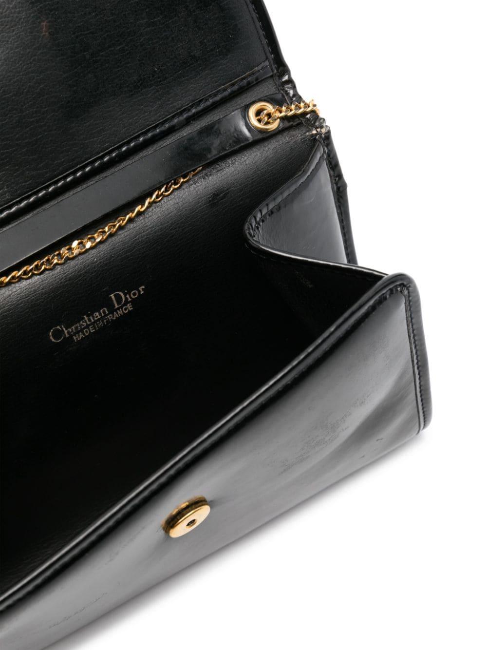1980s Christian Dior Black Leather Shoulder Bag  1