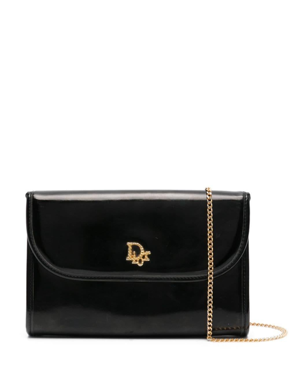1980s Christian Dior Black Leather Shoulder Bag  2