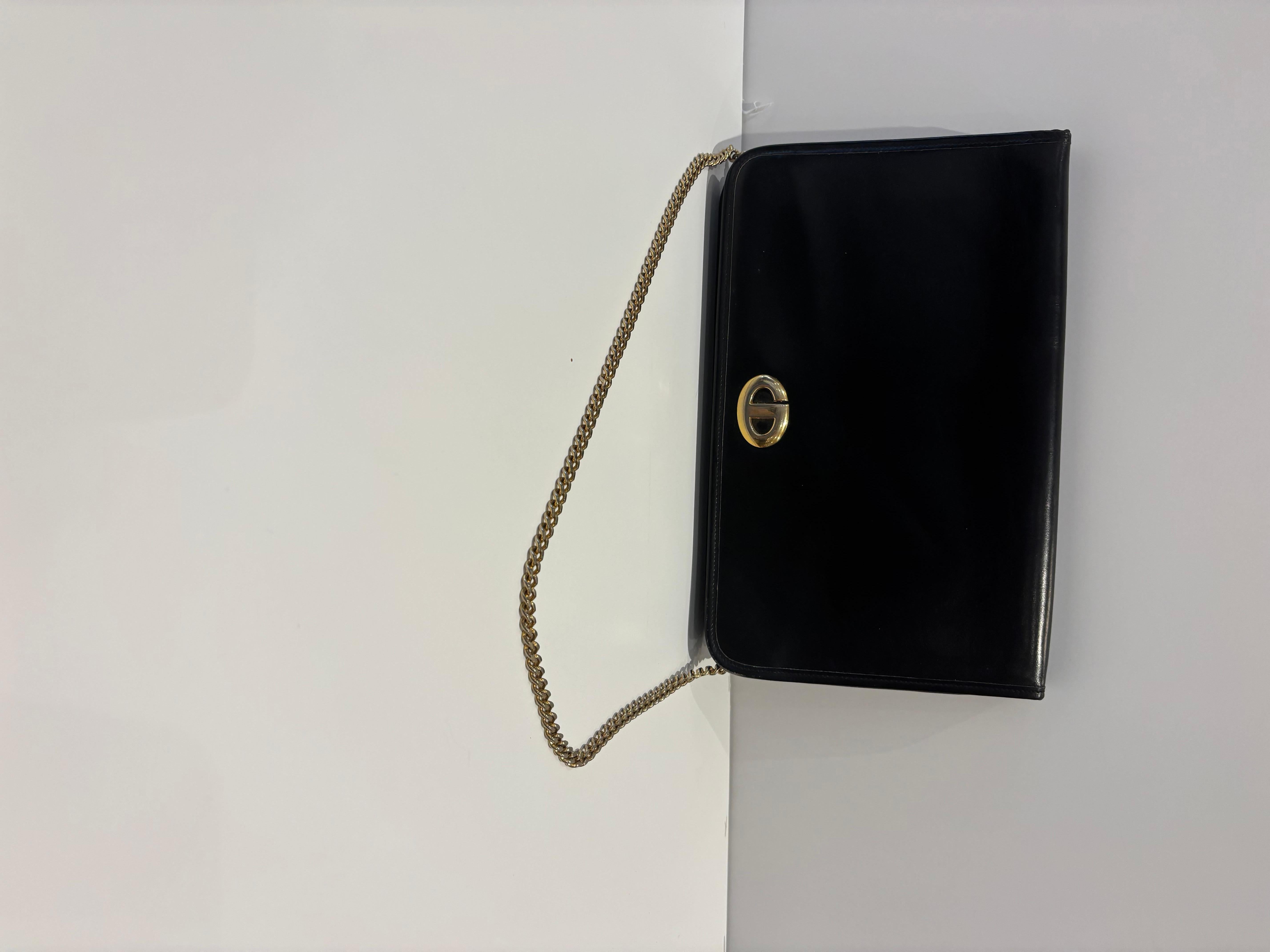 Borsa a spalla in pelle nera Christian Dior degli anni '80 in vendita 1
