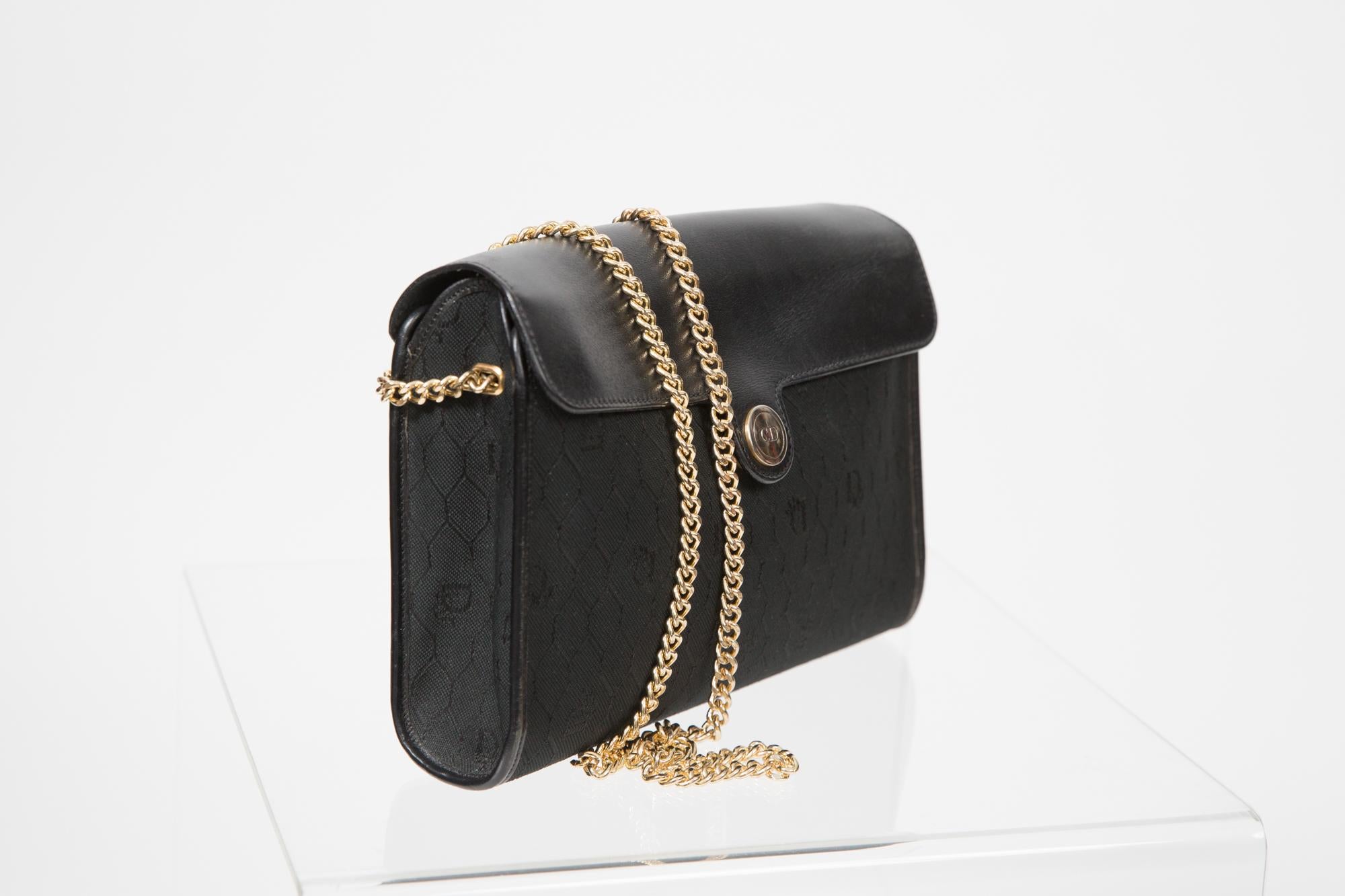 dior black bag with gold chain