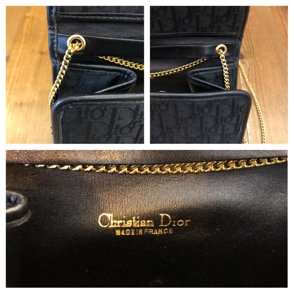 1980s Christian Dior Black Trotter Jacquard Mini Chain Bag 2