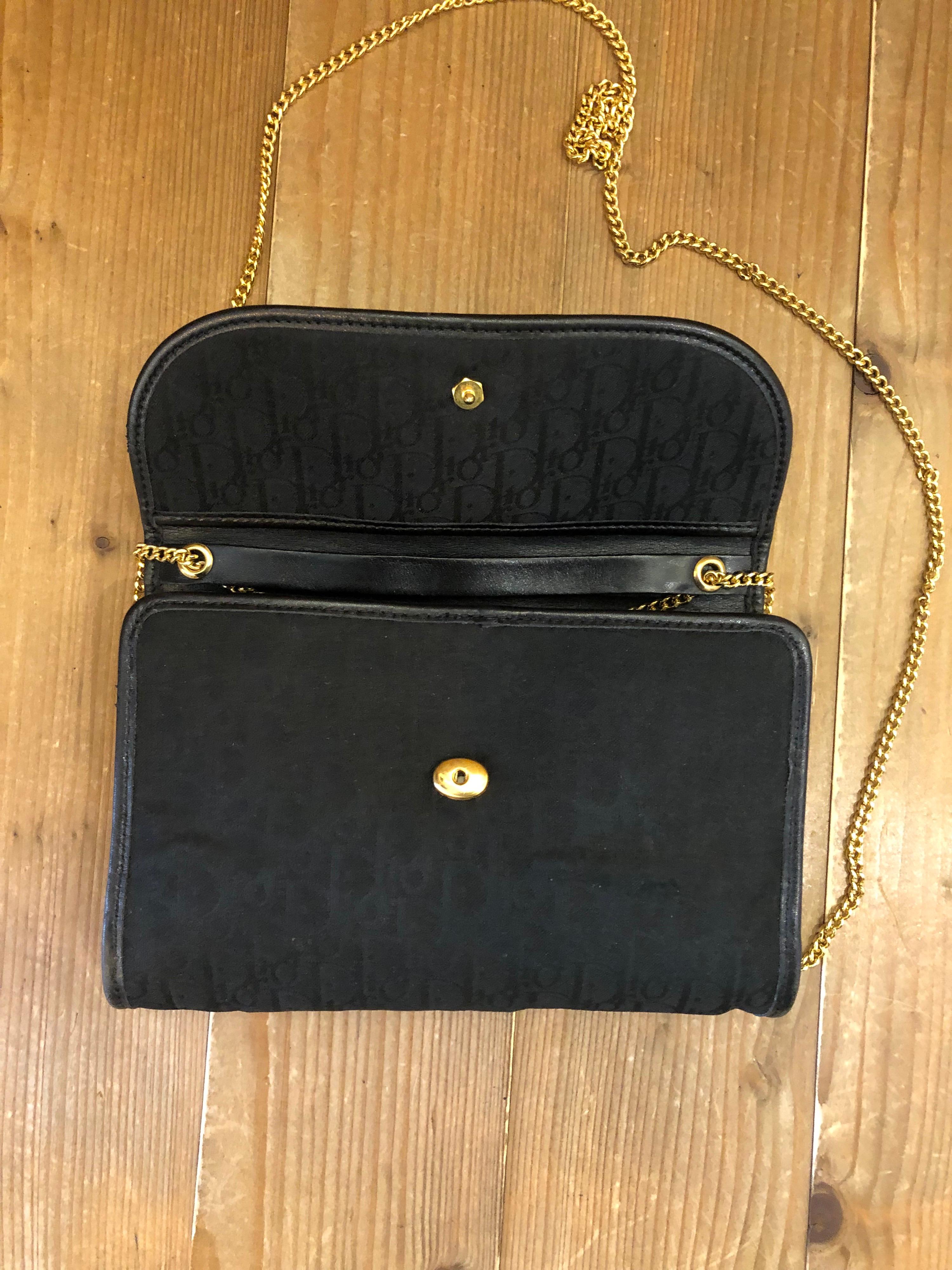 1980s Christian Dior Black Trotter Jacquard Mini Chain Bag 3