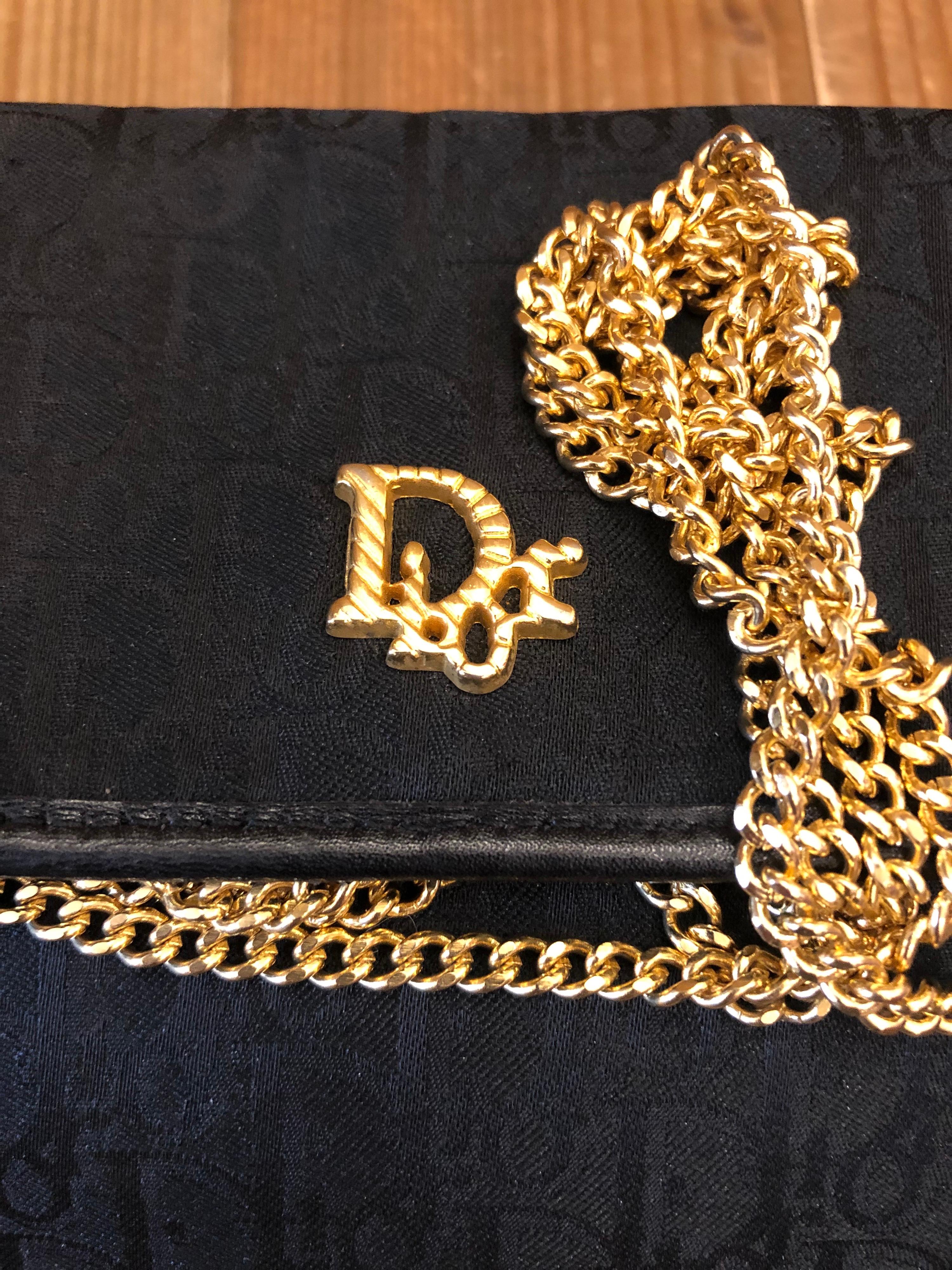1980s Christian Dior Black Trotter Jacquard Mini Chain Bag 4