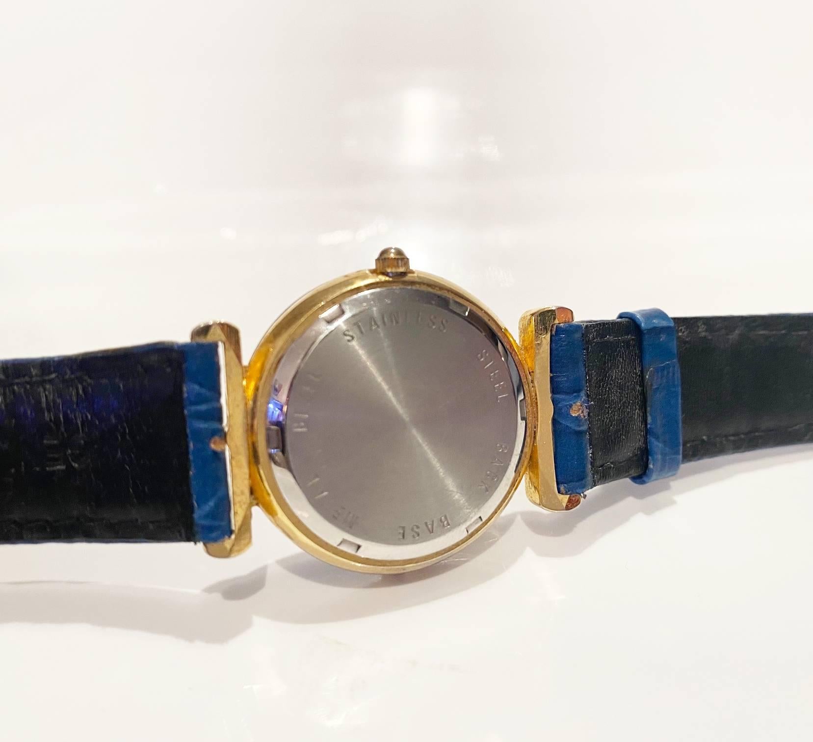 Women's or Men's 1980s Christian Dior Blue Stone Dial Quartz Watch  For Sale