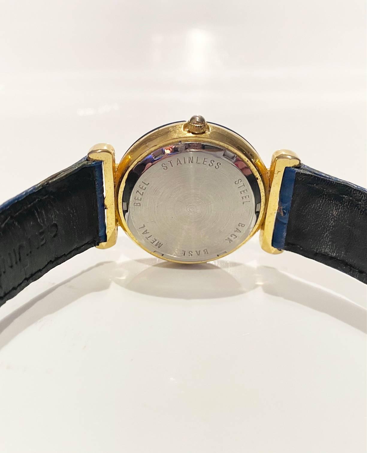1980s Christian Dior Blue Stone Dial Quartz Watch  For Sale 2
