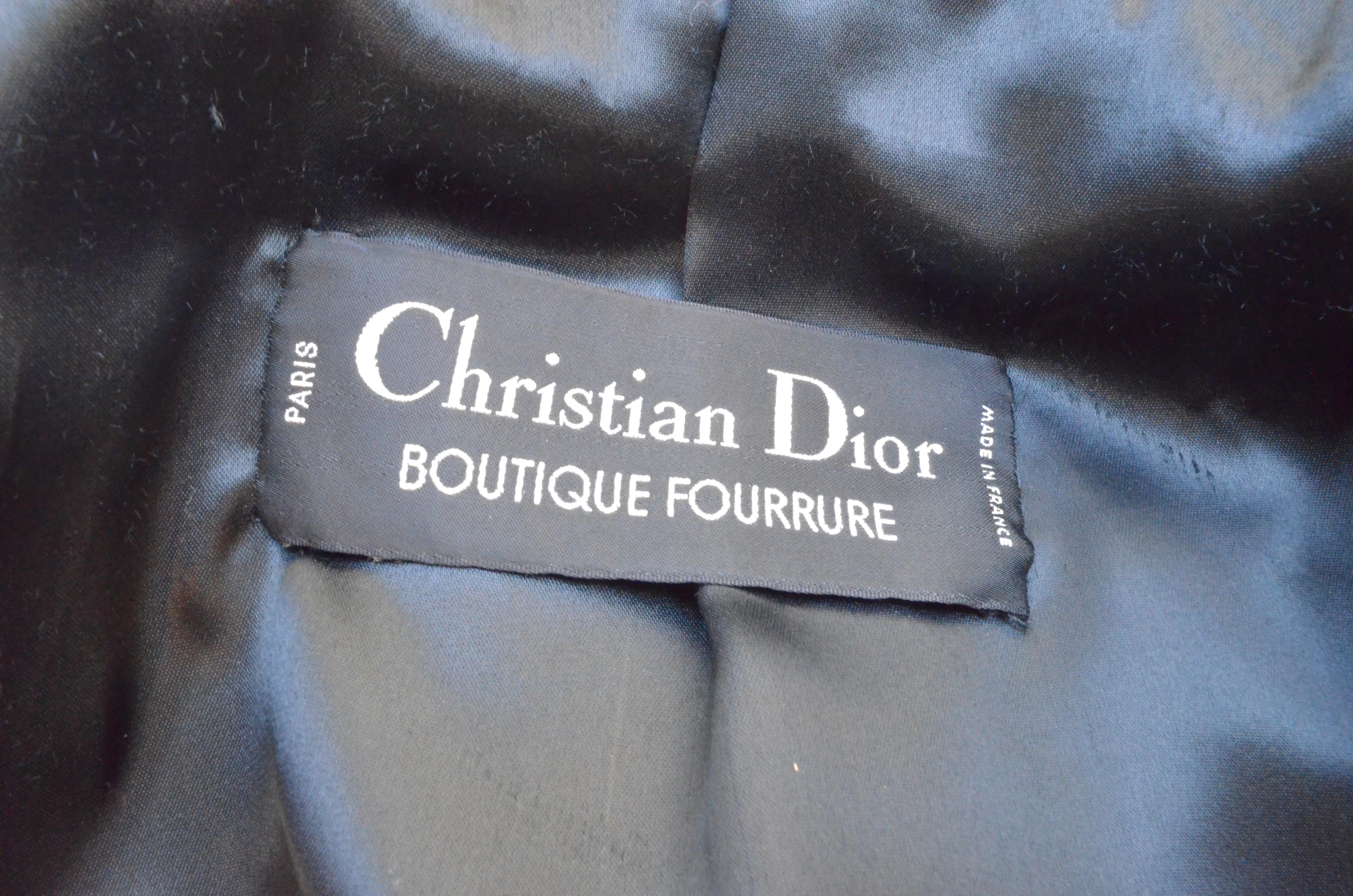Black 1980's Christian Dior Boutique Broadtail Fur Jacket