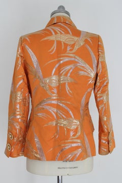1980s Christian Dior Boutique Orange Chanto Silk Evening Double Breasted Jacket
