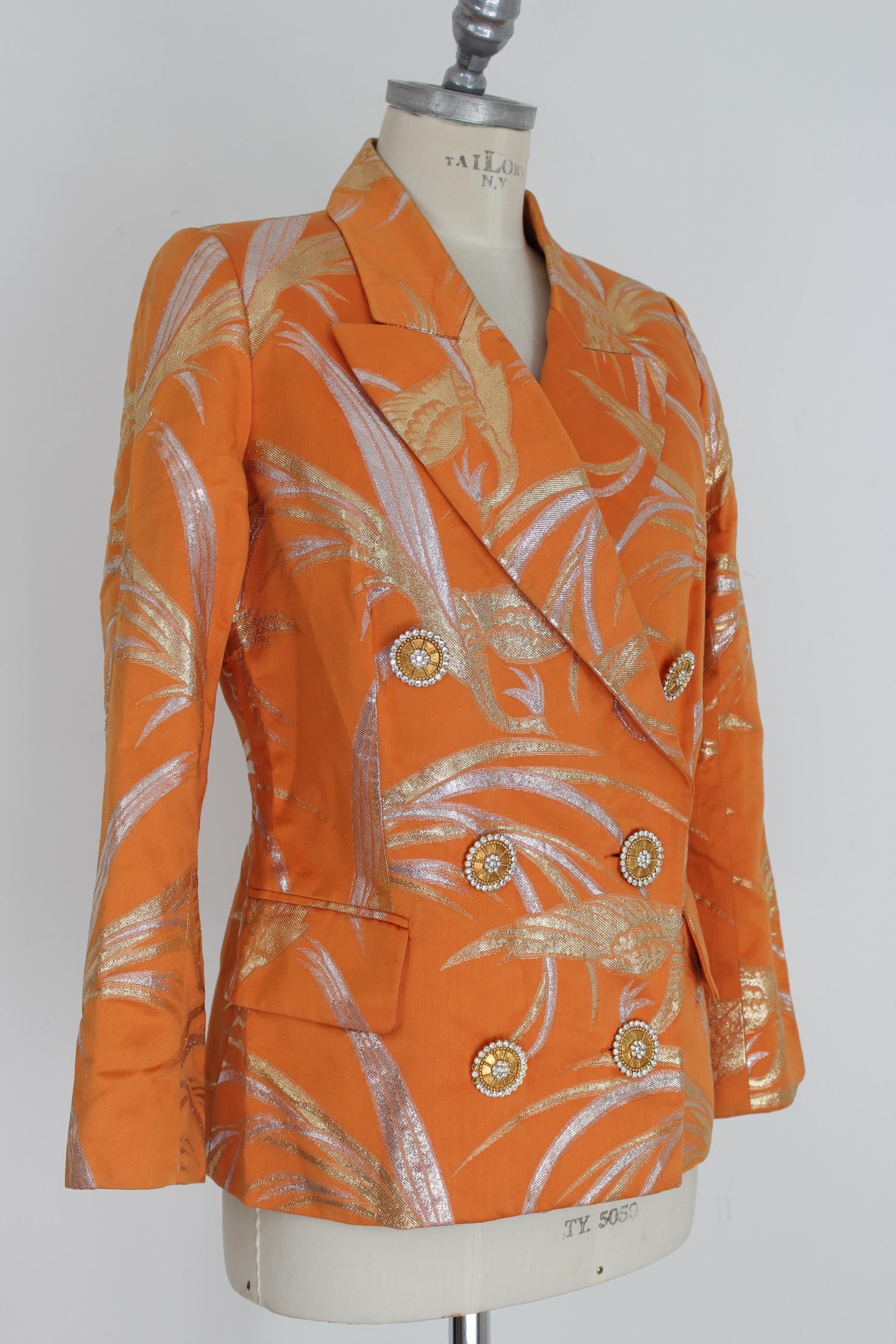 1980s Christian Dior Boutique Orange Chanto Silk Evening Double Breasted Jacket  In Excellent Condition In Brindisi, Bt