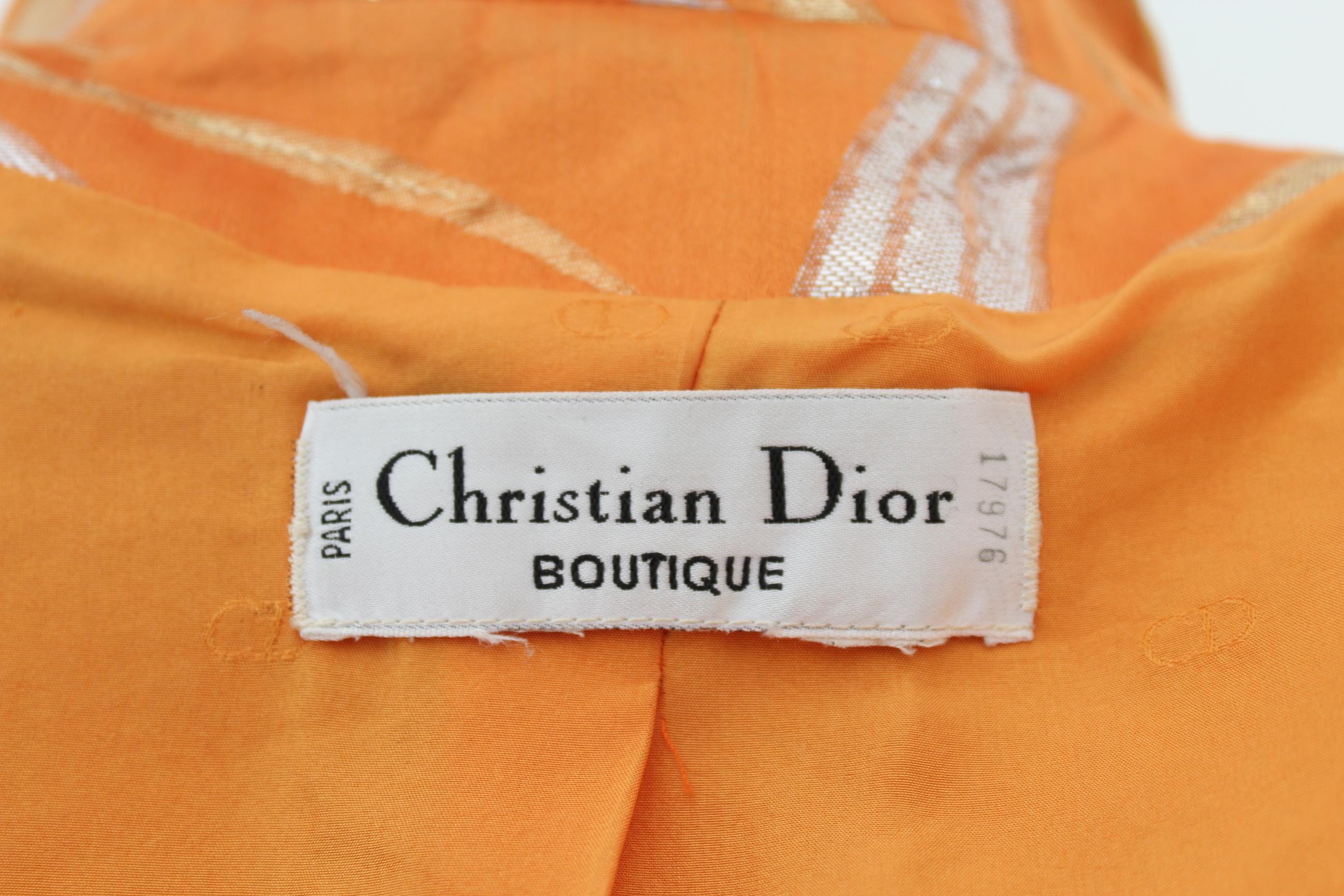 1980s Christian Dior Boutique Orange Chanto Silk Evening Double Breasted Jacket  3