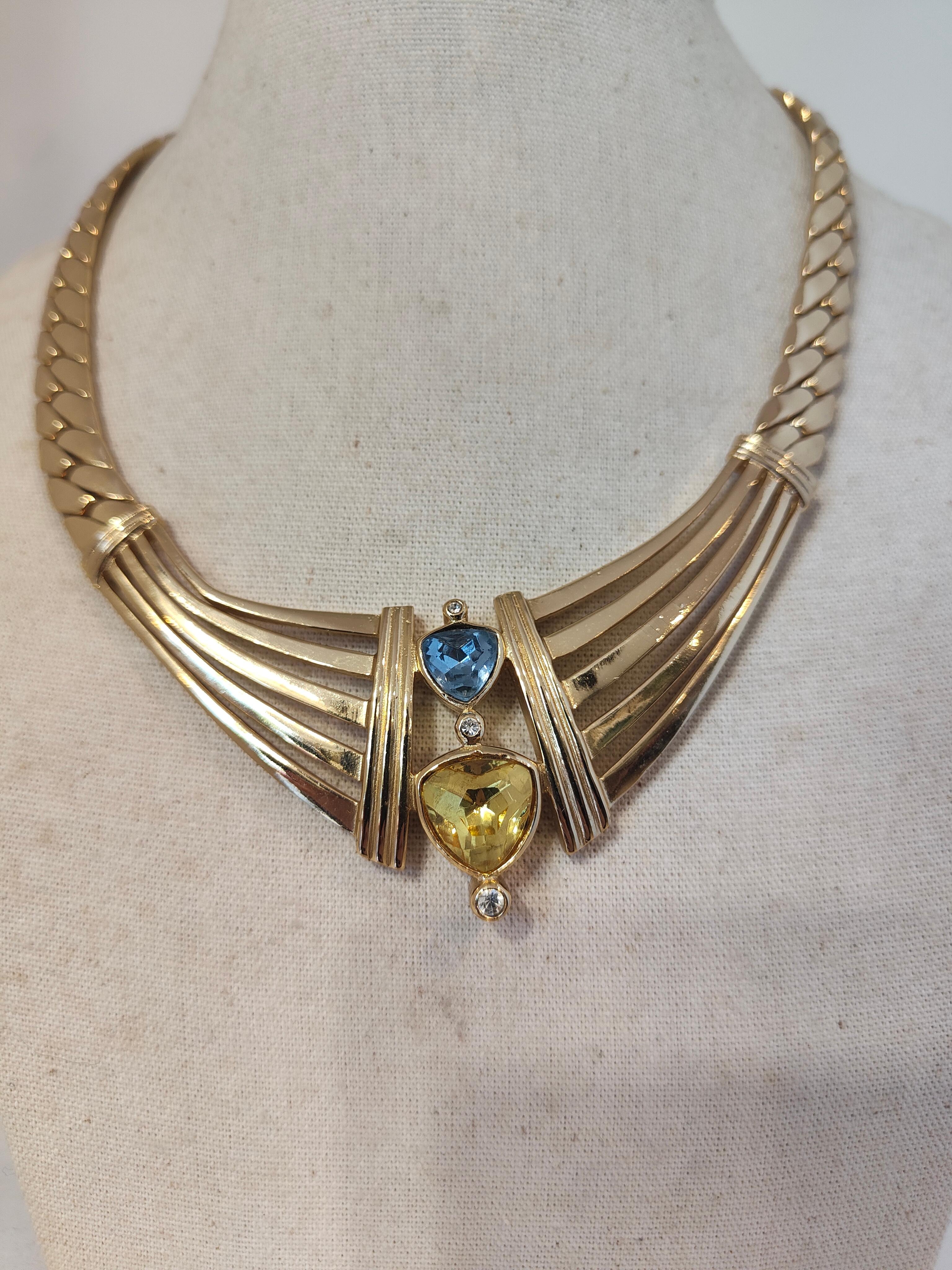 Collana in ottone e pietre Christian Dior degli anni '80 NWOT In condizioni Nuovo in vendita a Capri, IT