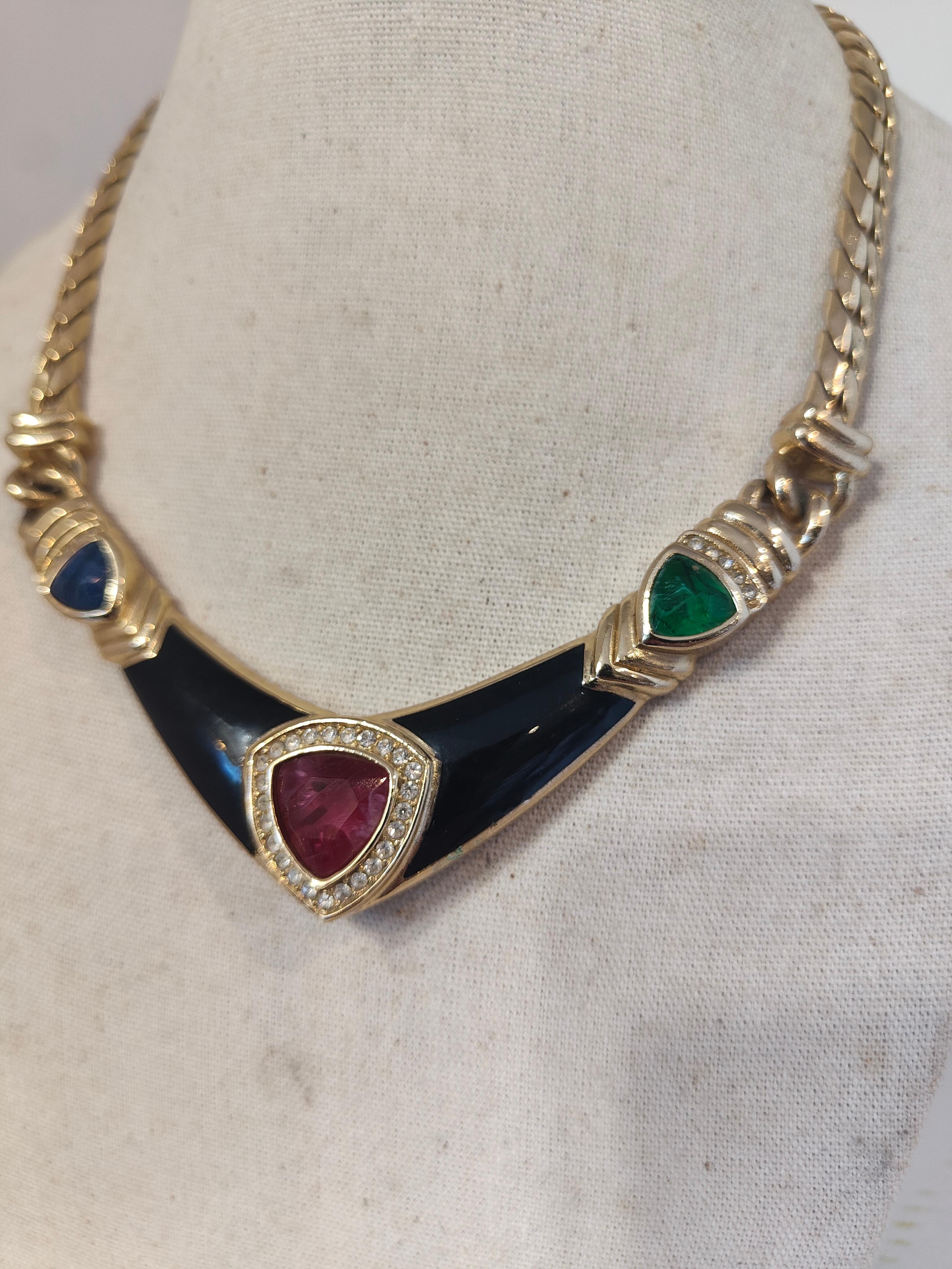 Collana in ottone e pietre Christian Dior degli anni '80 NWOT In condizioni Nuovo in vendita a Capri, IT