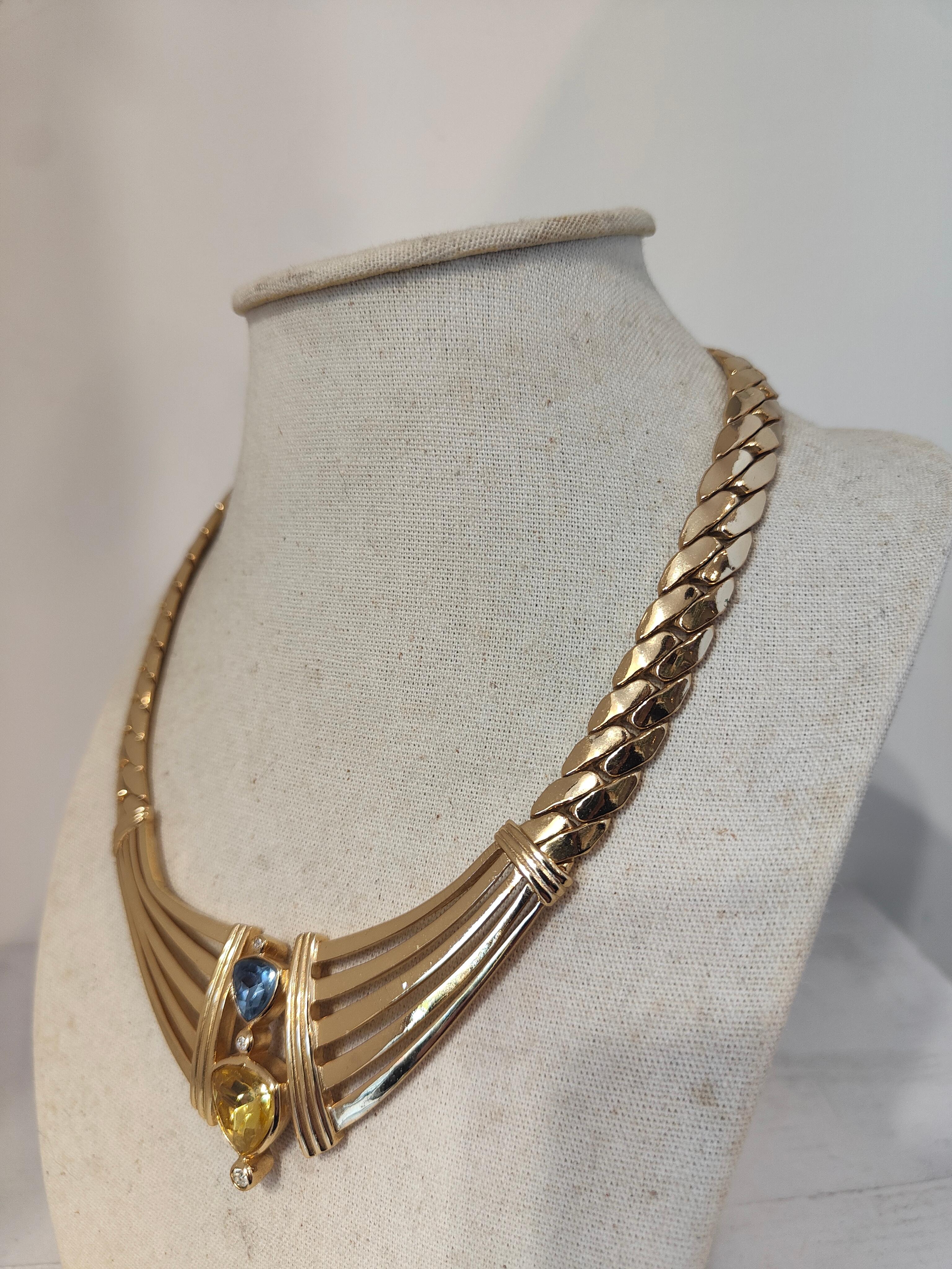 da uomo o donna Collana in ottone e pietre Christian Dior degli anni '80 NWOT in vendita