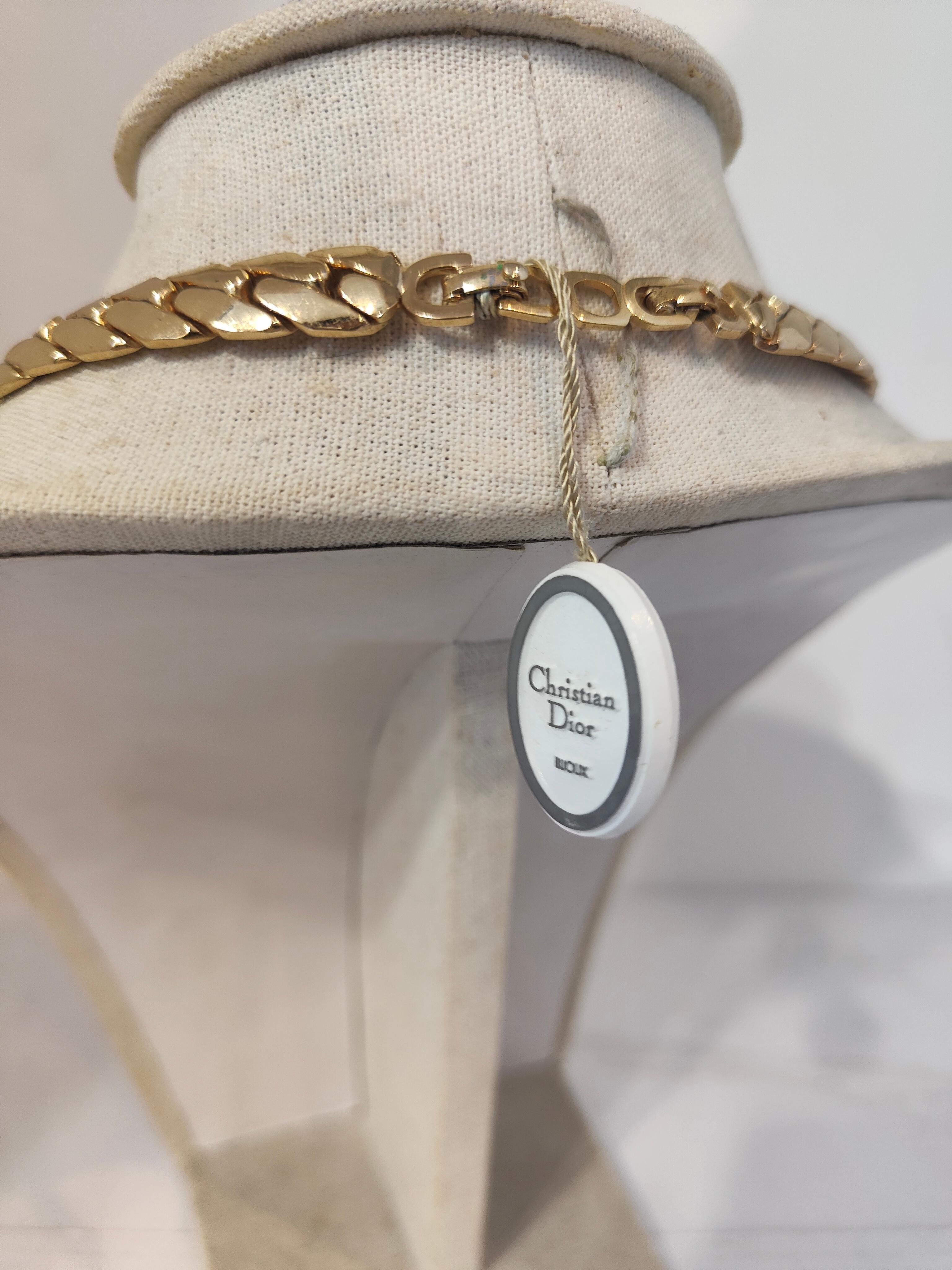 Collana in ottone e pietre Christian Dior degli anni '80 NWOT in vendita 1