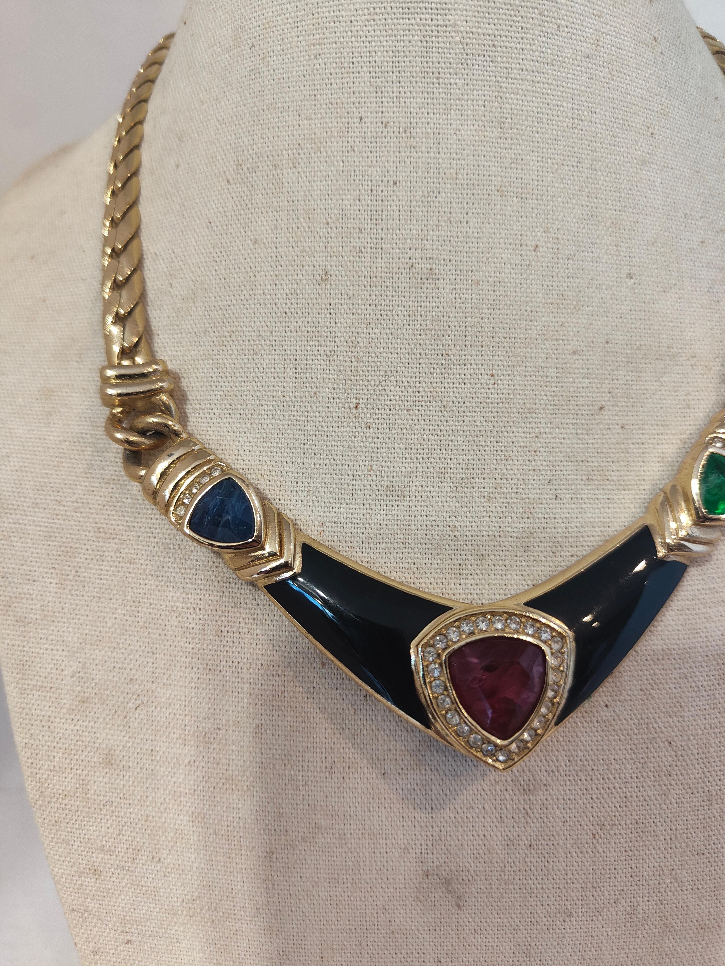 Collana in ottone e pietre Christian Dior degli anni '80 NWOT in vendita 1