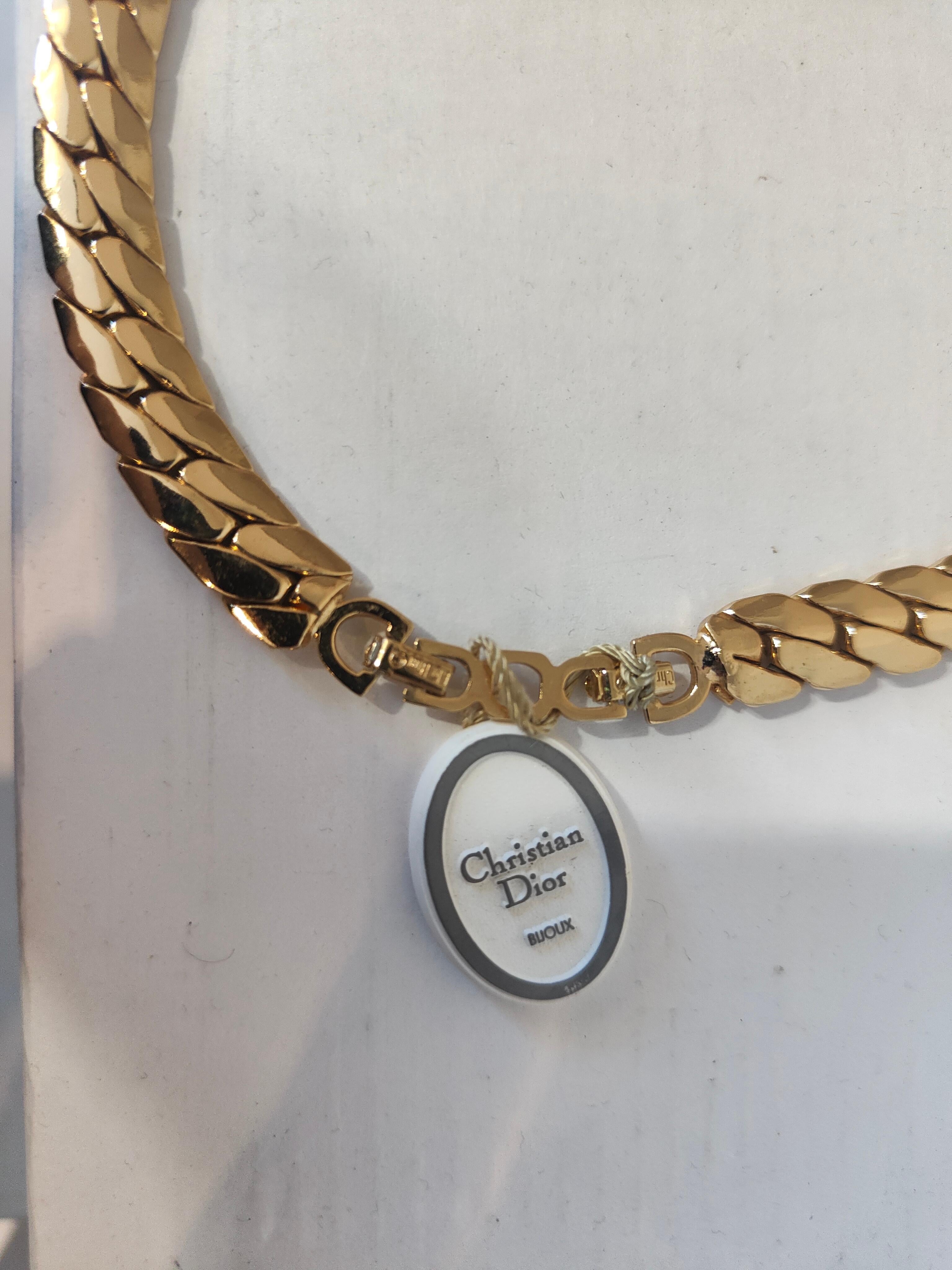 Collana in ottone e pietre Christian Dior degli anni '80 NWOT in vendita 2