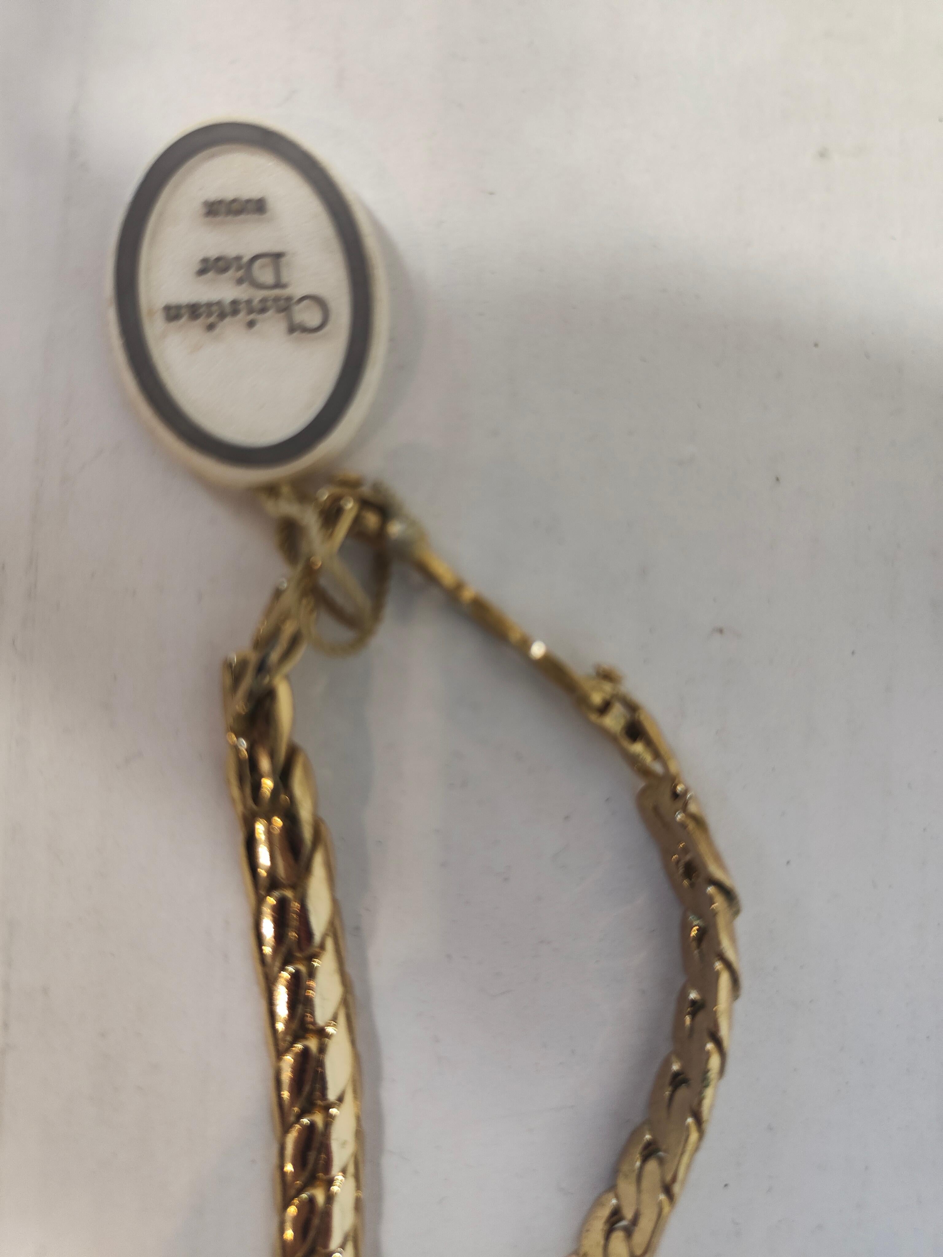 Collana in ottone e pietre Christian Dior degli anni '80 NWOT in vendita 2