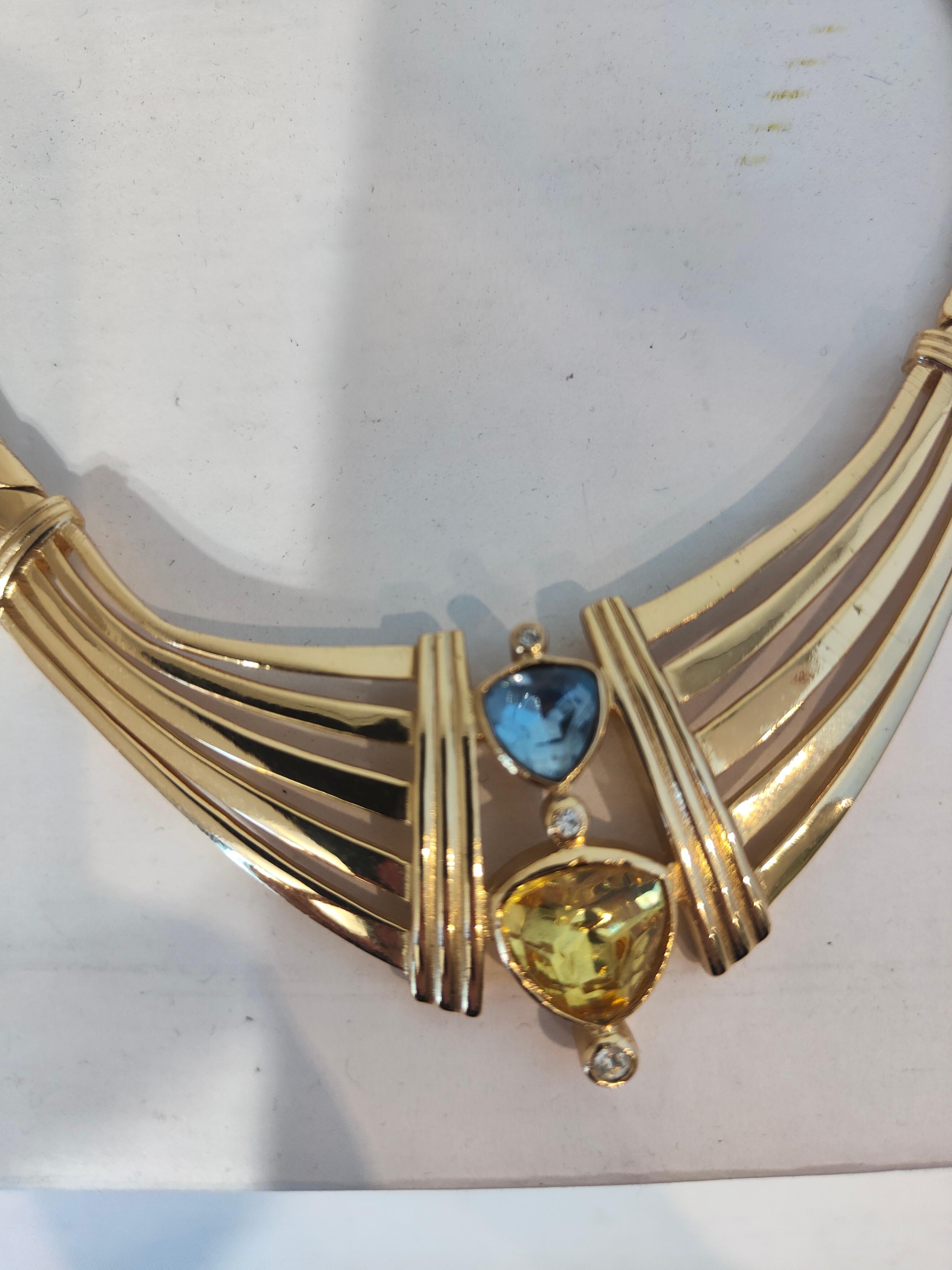 Collana in ottone e pietre Christian Dior degli anni '80 NWOT in vendita 3