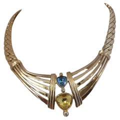 Collar de latón y piedras Christian Dior de los años 80 NWOT