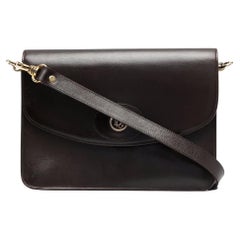 1980er Christian Dior Braune Leder-Umhängetasche